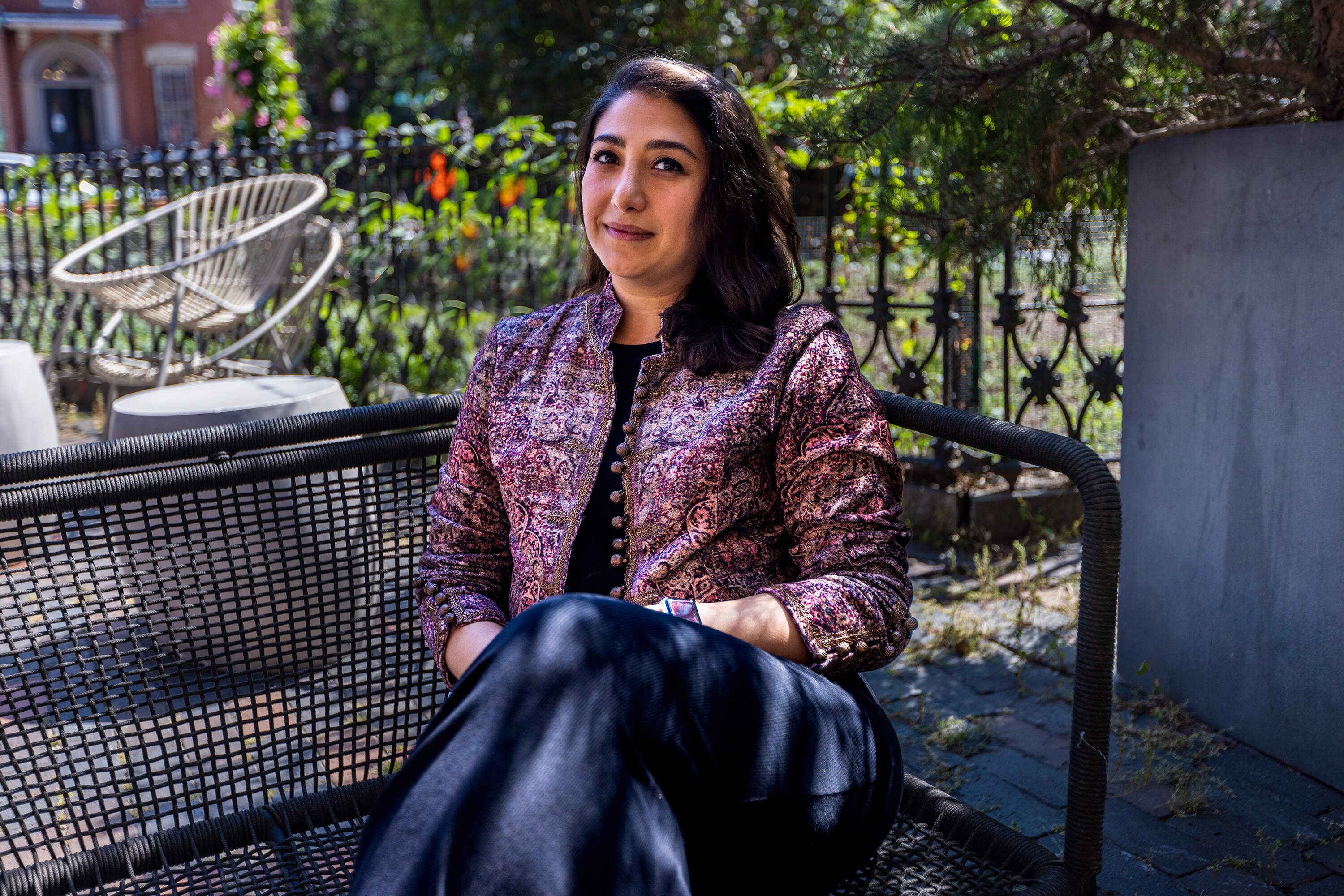 For artist Homa Sarabi, maintaining her bond with Iran — the country in which her love of the arts was first nourished — fuels her mission as an artist. (Jesse Costa/WBUR)