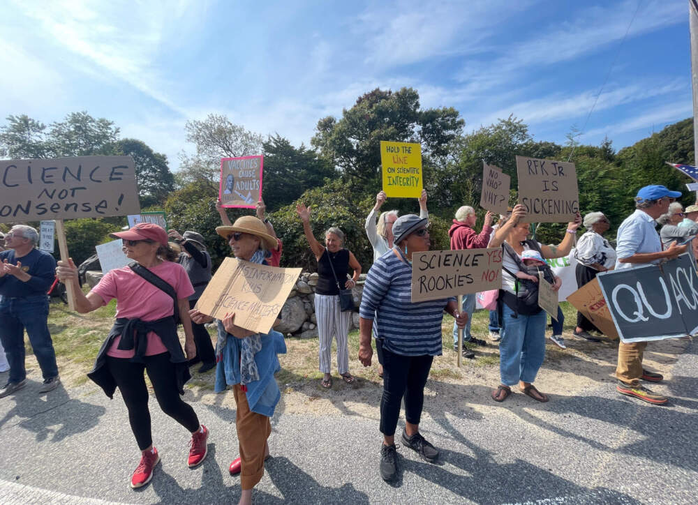 Protestors assembled in Aquinnah, Martha's Vineyard, against REFK Jr.'s planned visit and his polices. September 23, 2025