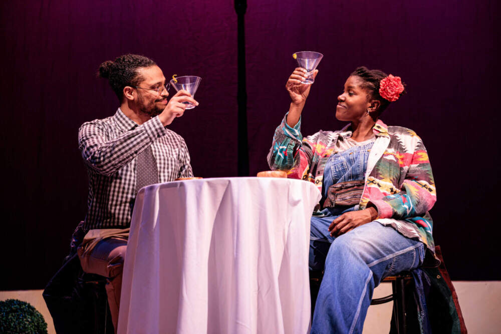 David J. Castillo (left) and Janelle Grace in SpeakEasy Stage Company's "Primary Trust." (Courtesy Benjamin Rose Photography)