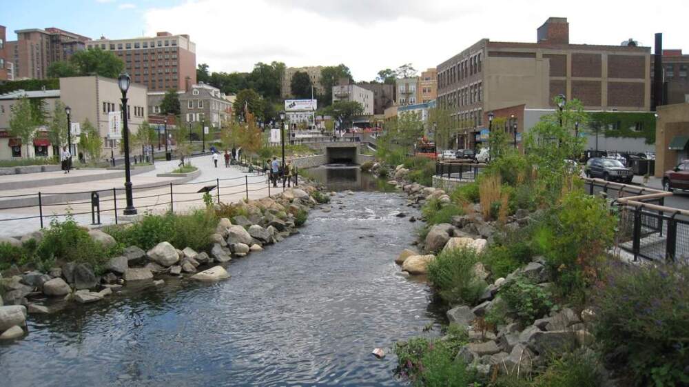 The Saw Mill River in Yonkers, New York, after daylighting. (Courtesy Groundwork Hudson Valley)