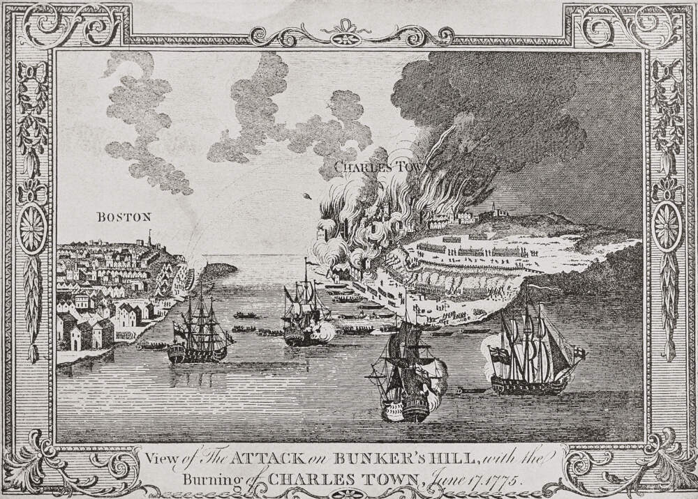 The attack on Bunker Hill and the burning of Charlestown, June 17, 1775, as drawn by George Henry Millar. (Universal History Archive/Universal Images Group via Getty Images)