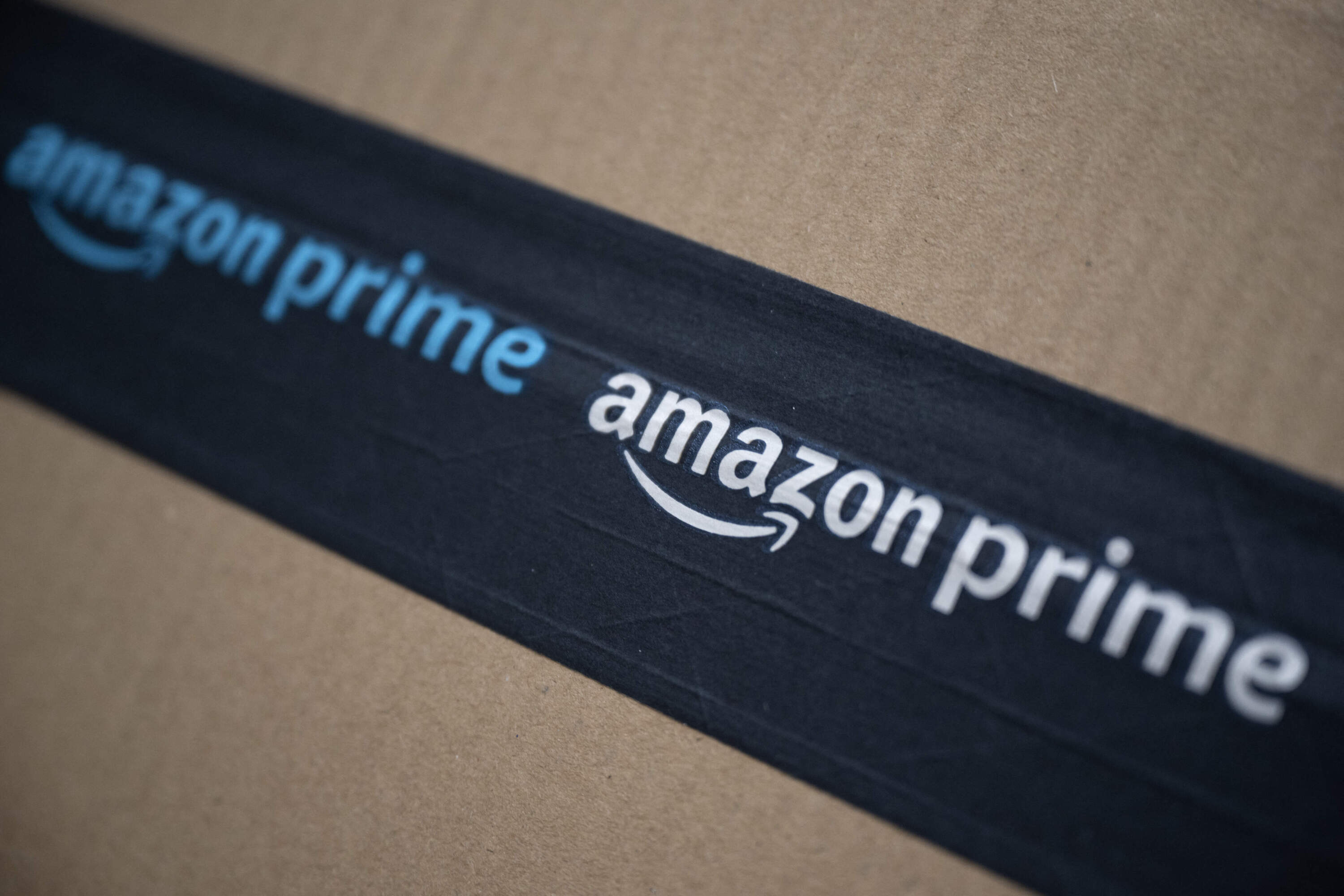 The Amazon Prime logo. (Marco Bertorello/AFP via Getty Images)