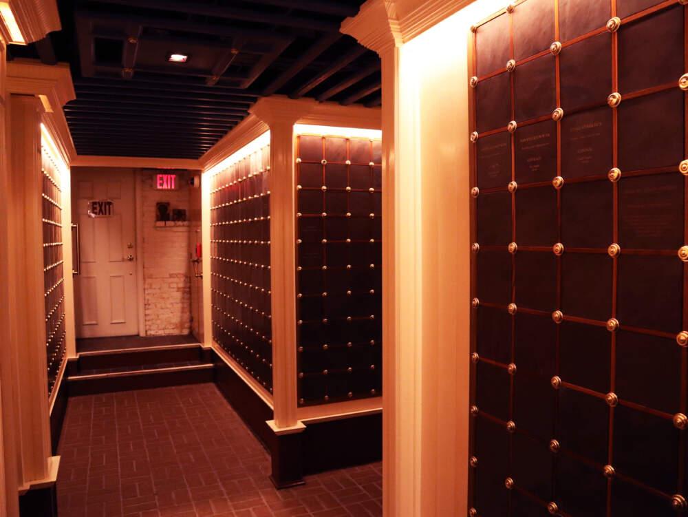 Inside of the columbarium in the Old North Church. (Lily Hansen for WBUR)