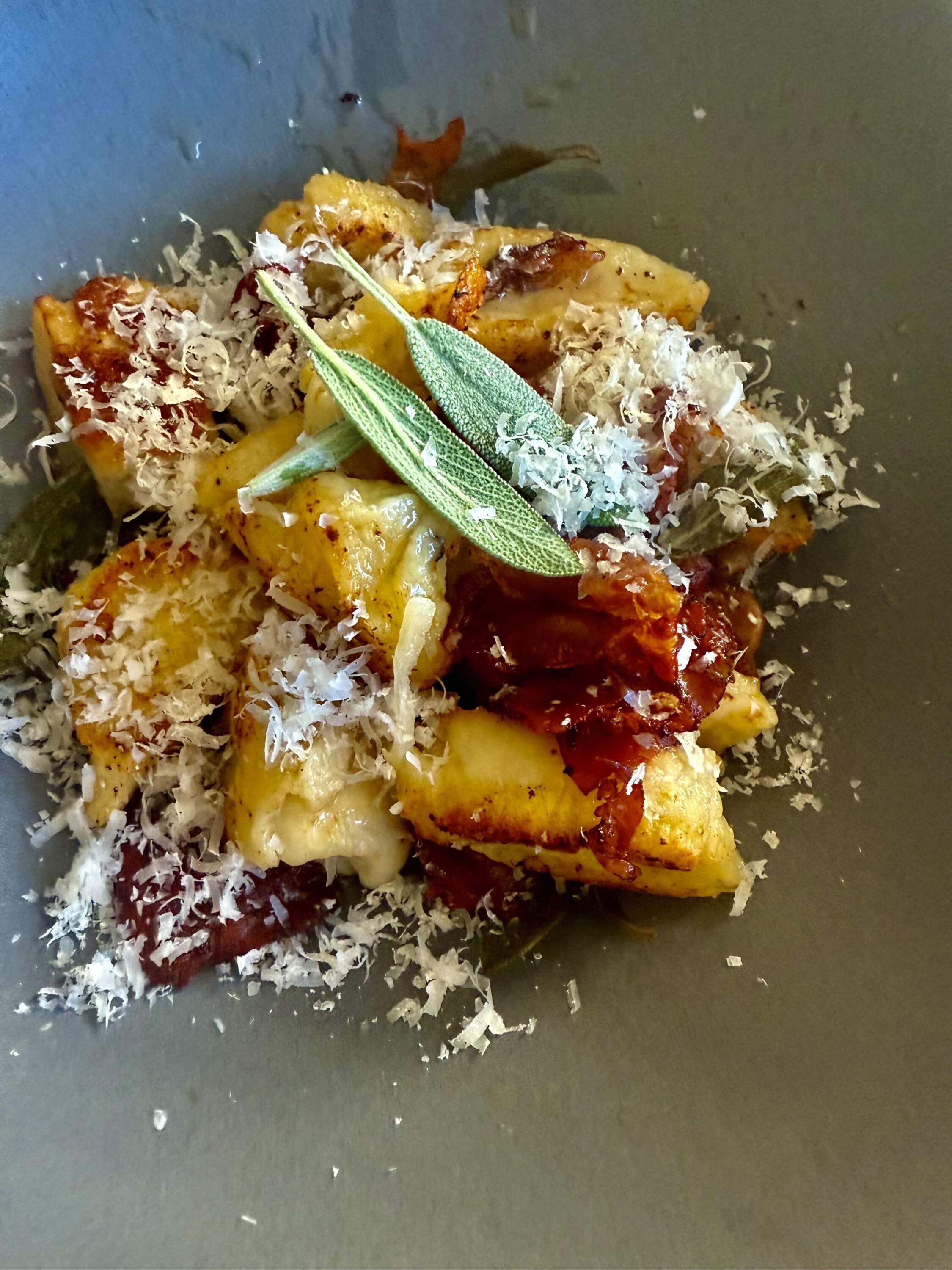 Lemon ricotta gnocchi with brown butter and sage. (Kathy Gunst/Here & Now)