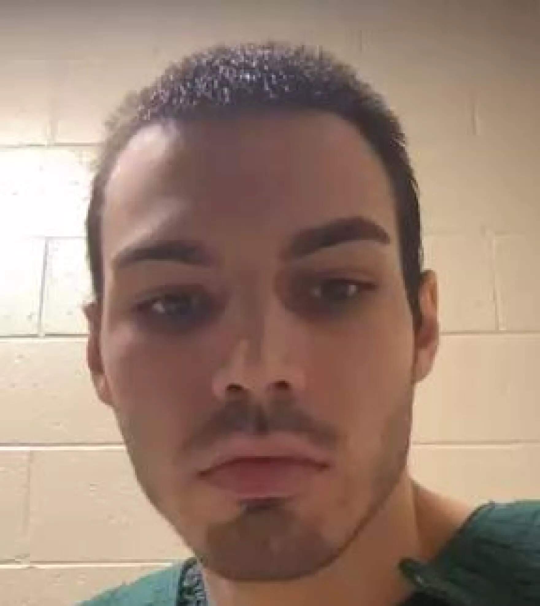 The suspect appeared through a video link from the Hillsborough County Department of Corrections, where he is being detained. (Todd Bookman/NHPR)
