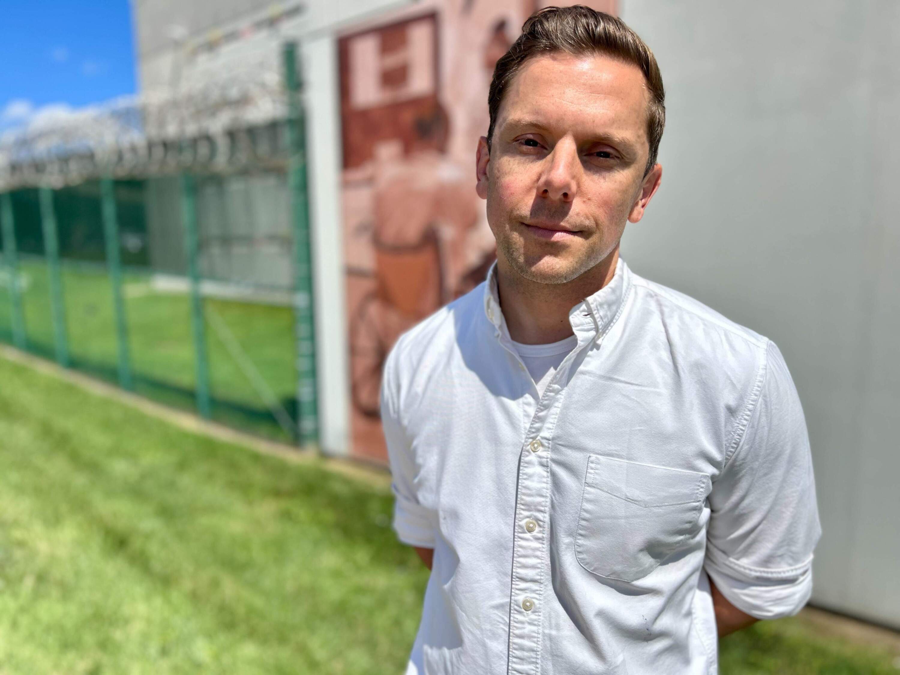 Noah Barth, prison monitoring director at Pennsylvania Prison Society, keeps an eye on correctional facilities across the state. (Peter O’Dowd/Here &amp; Now)