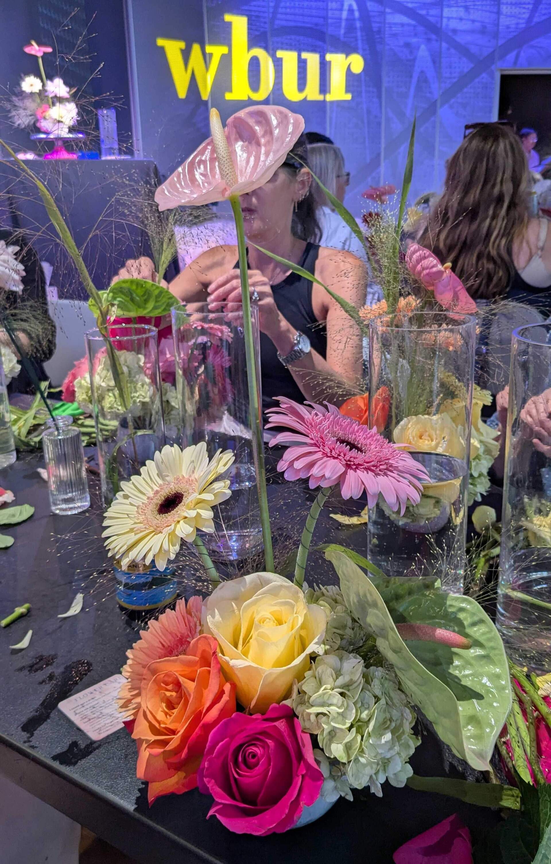 An arrangement with wire-wrapped gerberas. (Hanna Ali/WBUR)