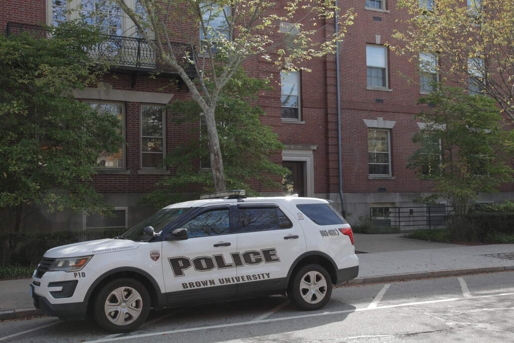 A Brown University police vehicle parks near campus, in Providence, R.I., Monday, Sept. 29, 2025. (Kimberlee Kruesi/AP)