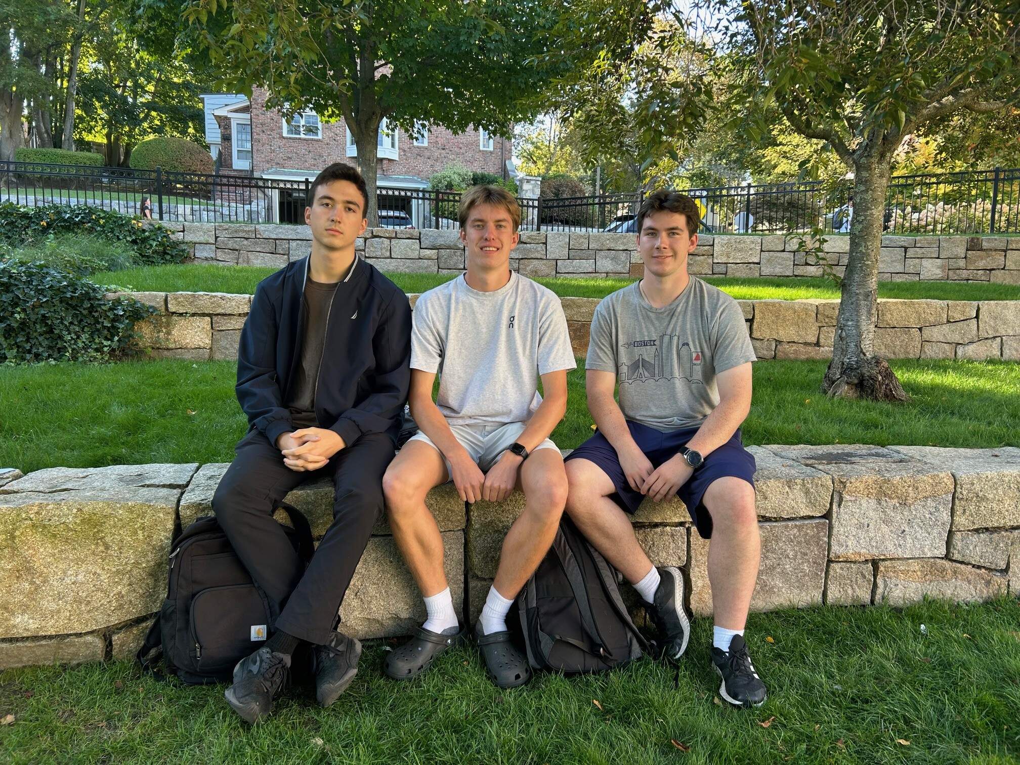 Members of the Boston College Republicans, from left to right, Peter Fitzmaurice, Leo Ebner and Jake Wiepert. (Anthony Brooks/WBUR)