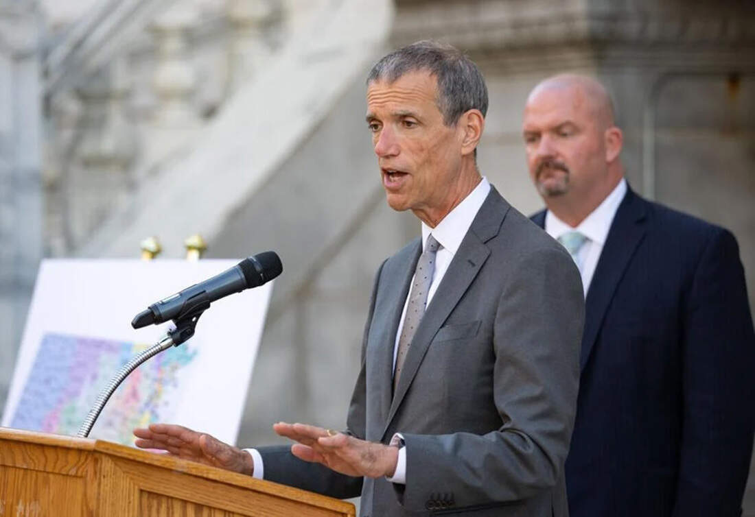 Sen. William Brownsberger at a press conference in Oct. 2021. (Sam Doran/SHNS)