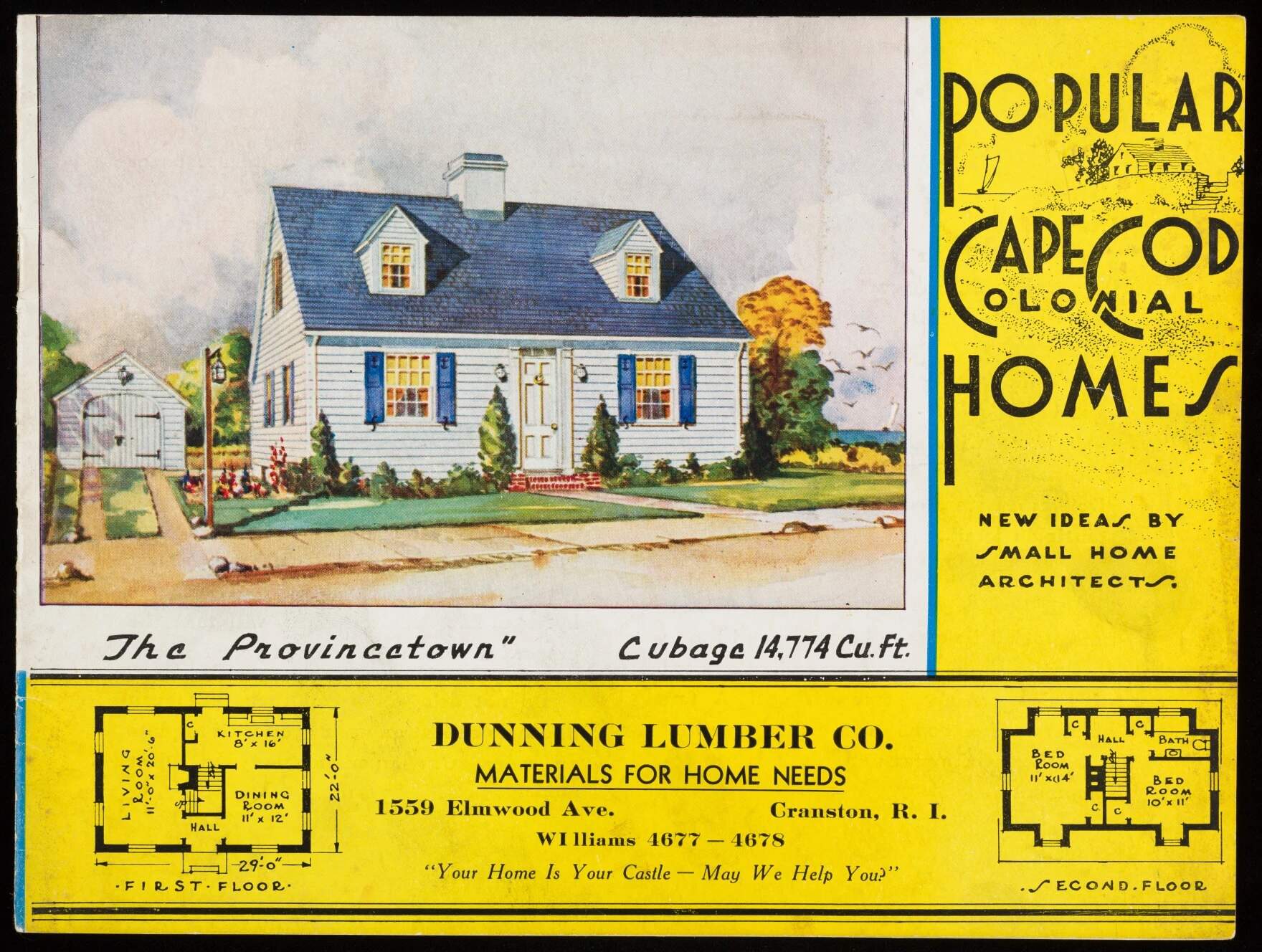 Cover of catalogue, "Popular Cape Cod Colonial Homes: New Ideas by Small Home Architects," published by Nationwide House Plan Service, Providence, Rhode Island. Undated. (Courtesy of Historic New England)