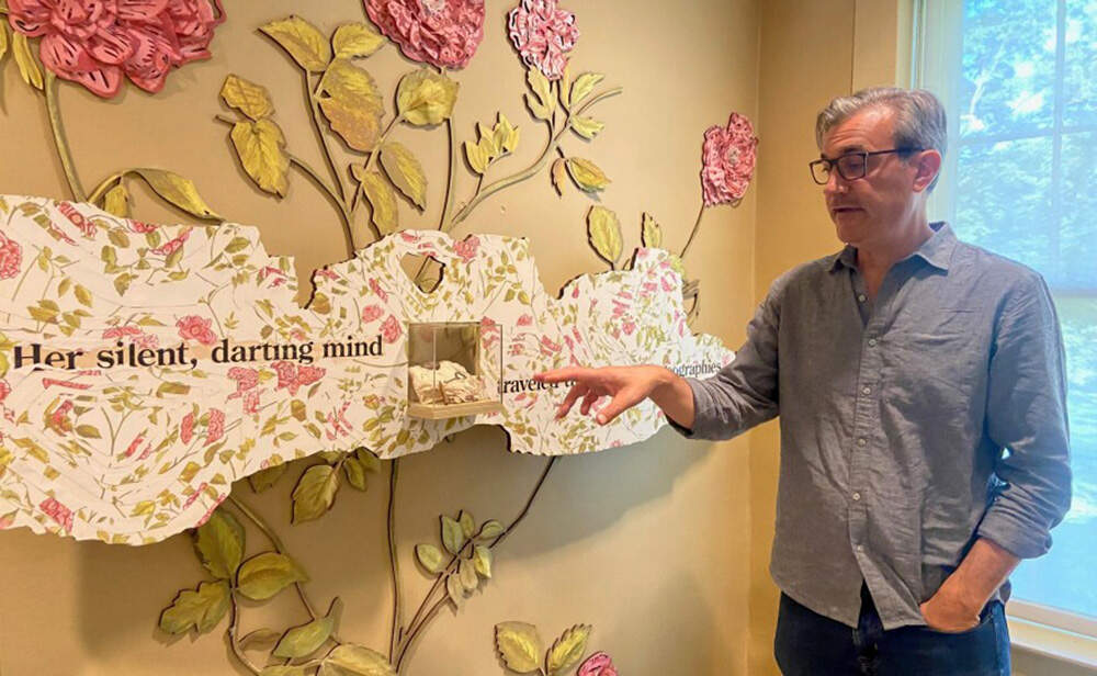 Smith College poetry professor Matt Donovan co-curated the new exhibit at the Emily Dickinson Museum, “A Something Overtakes the Mind.” (Karen Brown/NEPM)