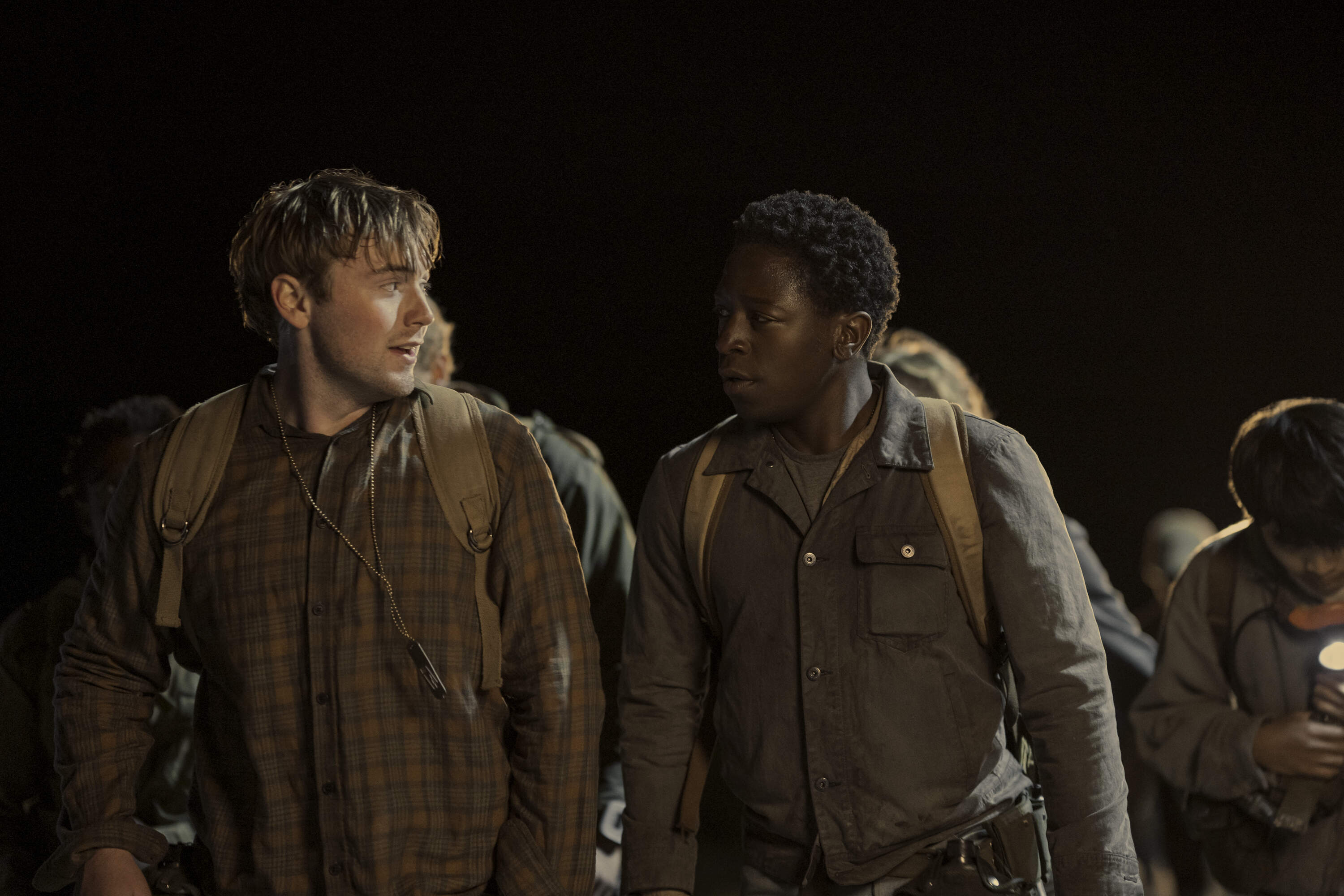 Cooper Hoffman and David Jonsson in "The Long Walk." (Courtesy Murray Close/Lionsgate)