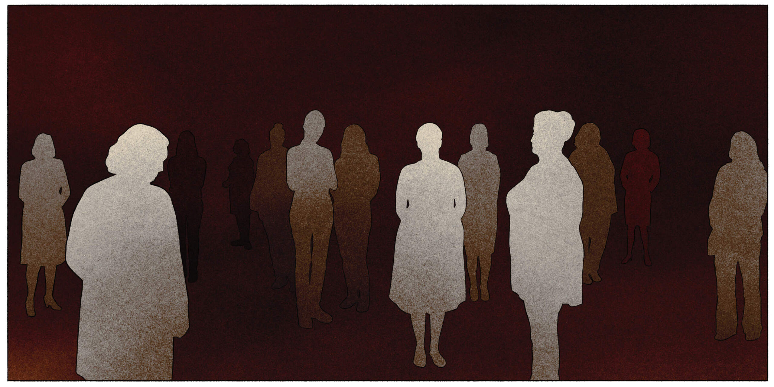 An illustration of nameless silhouettes of folks.