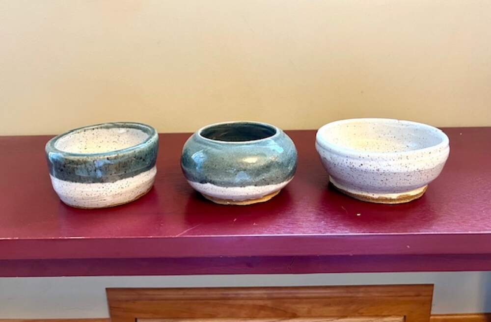 Three finished pieces of pottery made by the author. (Courtesy T.M. Blanchet)