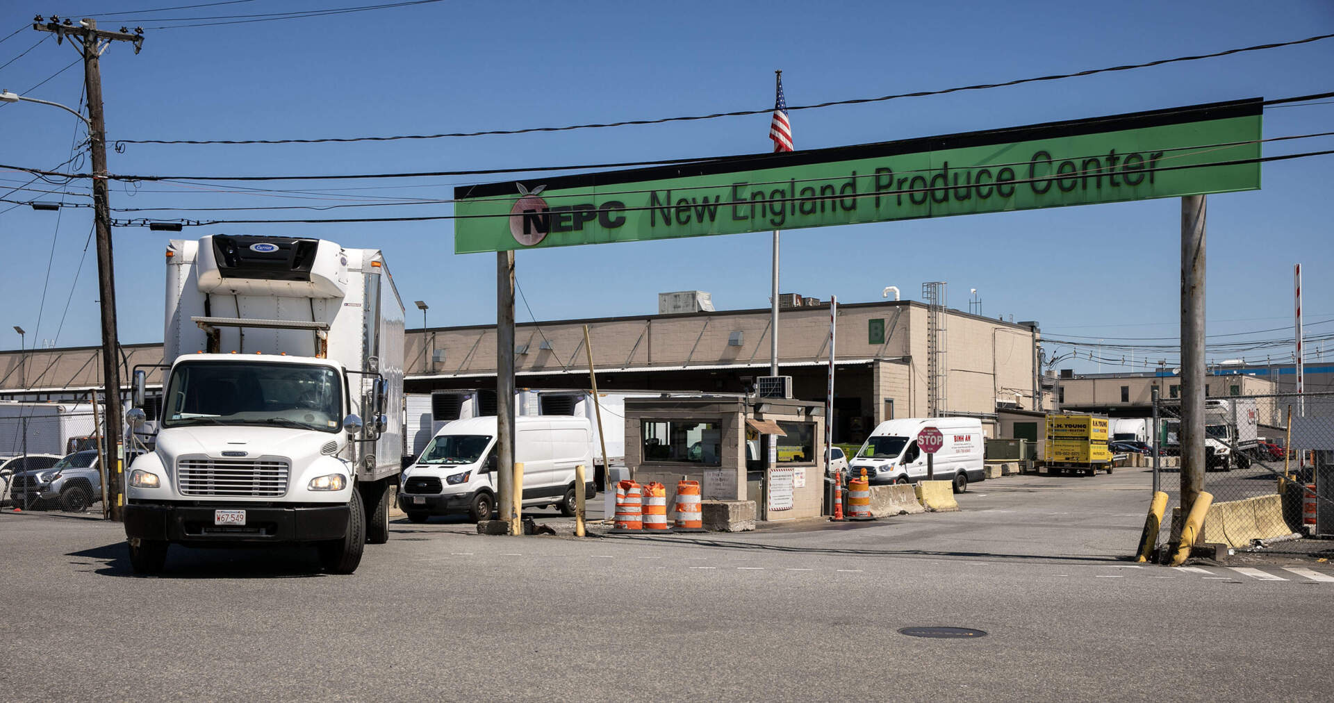 The entrance to the New England Produce Center on Beacham Street in Chelsea (Robin Lubbock/WBUR)