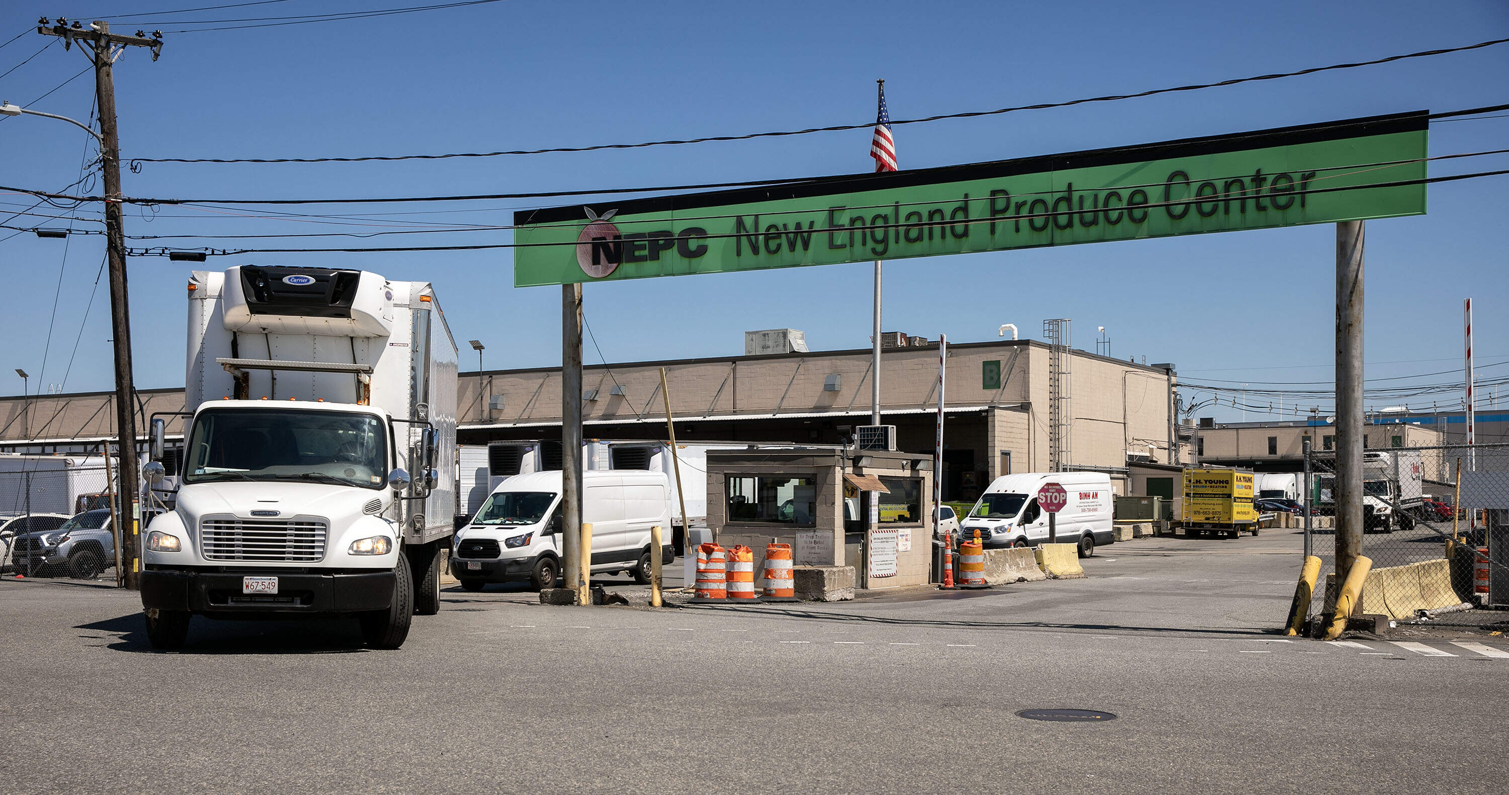 The entrance to the New England Produce Center on Beacham Street in Chelsea (Robin Lubbock/WBUR)