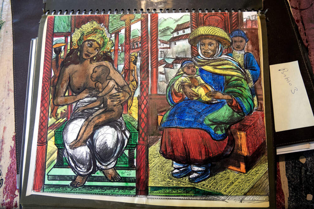 One of Allan Rohan Crite’s artworks. (Jesse Costa/WBUR)