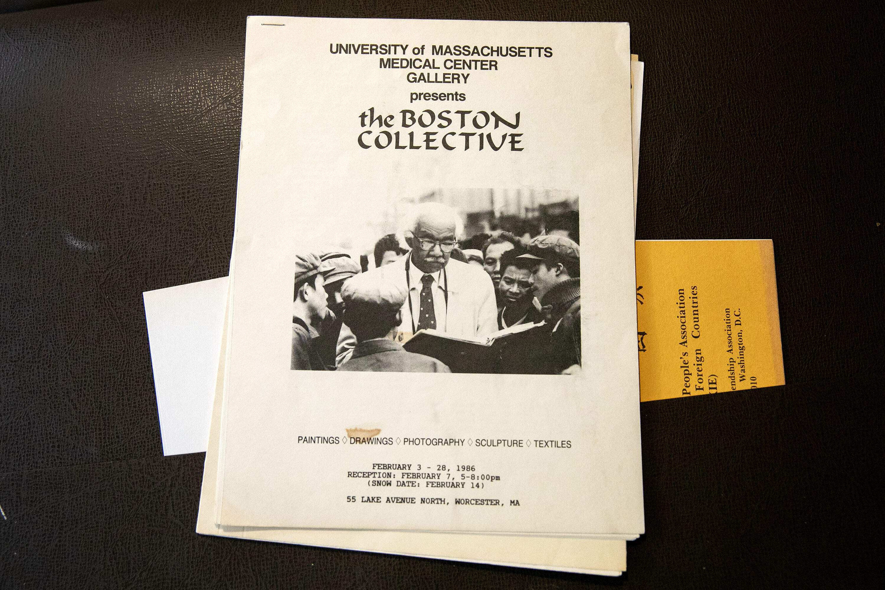 A brochure for The Boston Collective's exhibition at the University of Massachusetts in 1986. (Robin Lubbock/WBUR)