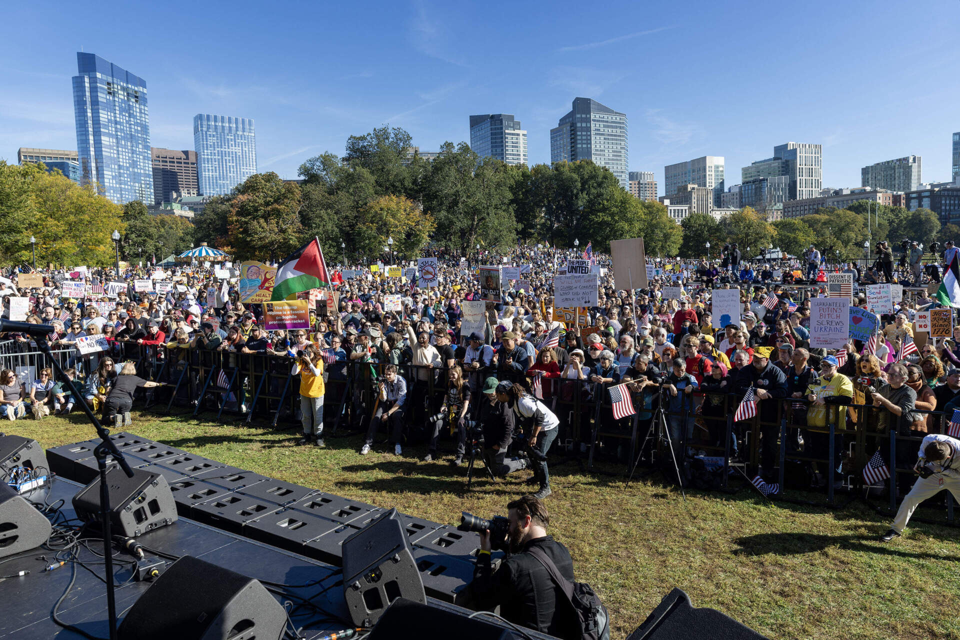 The crowd on Boston Common near the stage. (Robin Lubbock/WBUR)