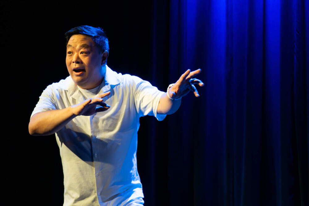 Chris Grace in "Sardines (a comedy about death)" at The Huntington. (Courtesy Annielly Camargo)