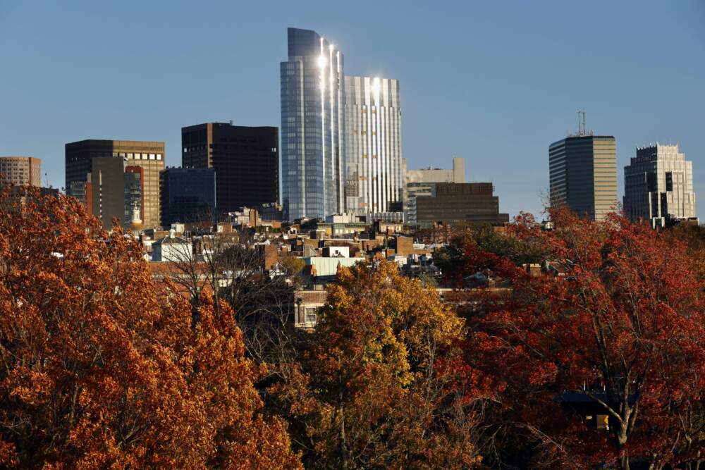 Fall foliage was in full bloom on Beacon Hill, with downtown Boston's skyline in view in 2022. (Michael Dwyer/AP)