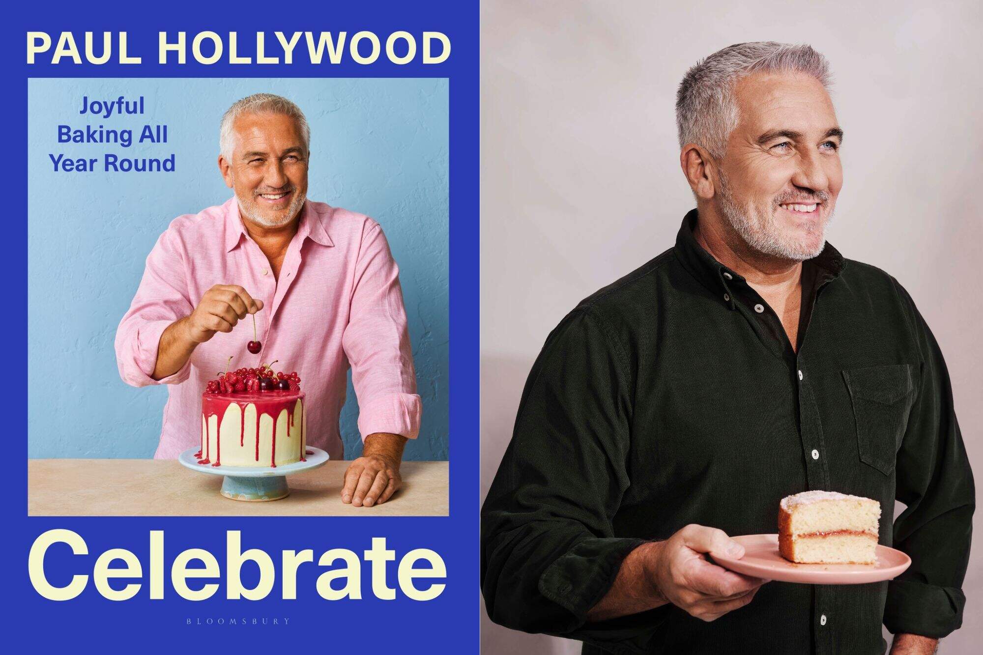 The cover of "Celebrate" and author Paul Hollywood. (Courtesy of Bloomsbury and Haarala Hamilton)