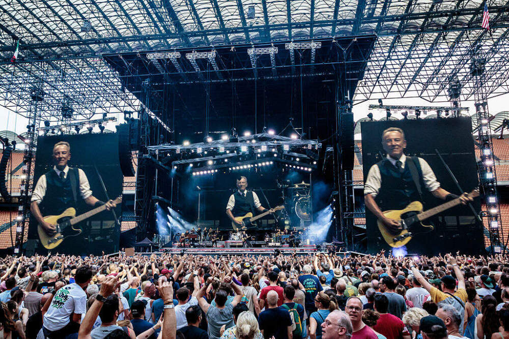 Bruce Springsteen performs with The E Street Band at Stadio San Siro on June 30, 2025, in Milan, Italy. (Sergione Infuso/Corbis via Getty Images)
