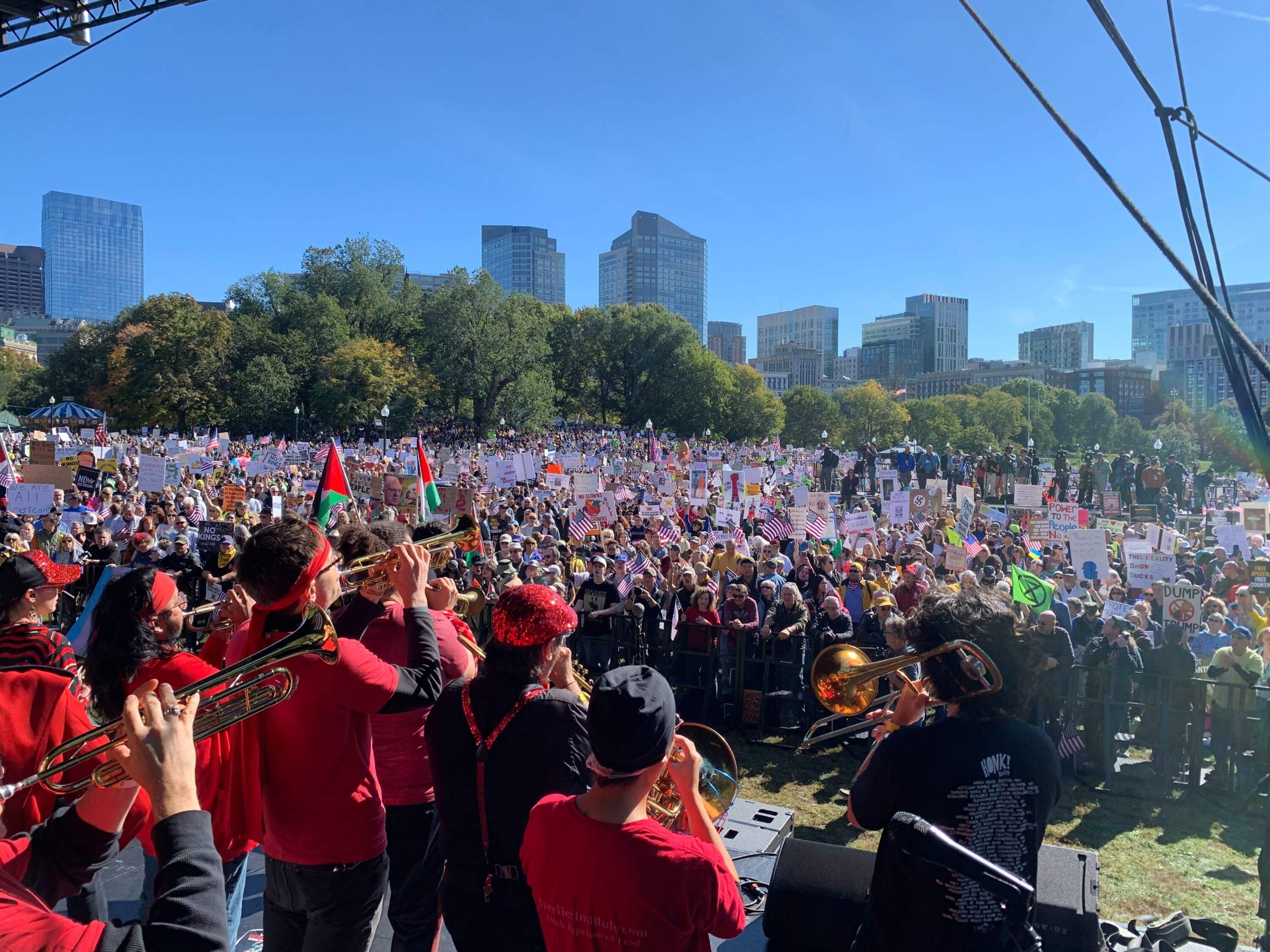 The scene on Boston Common at the "No Kings" protest Saturday (Robin Lubbock/WBUR)