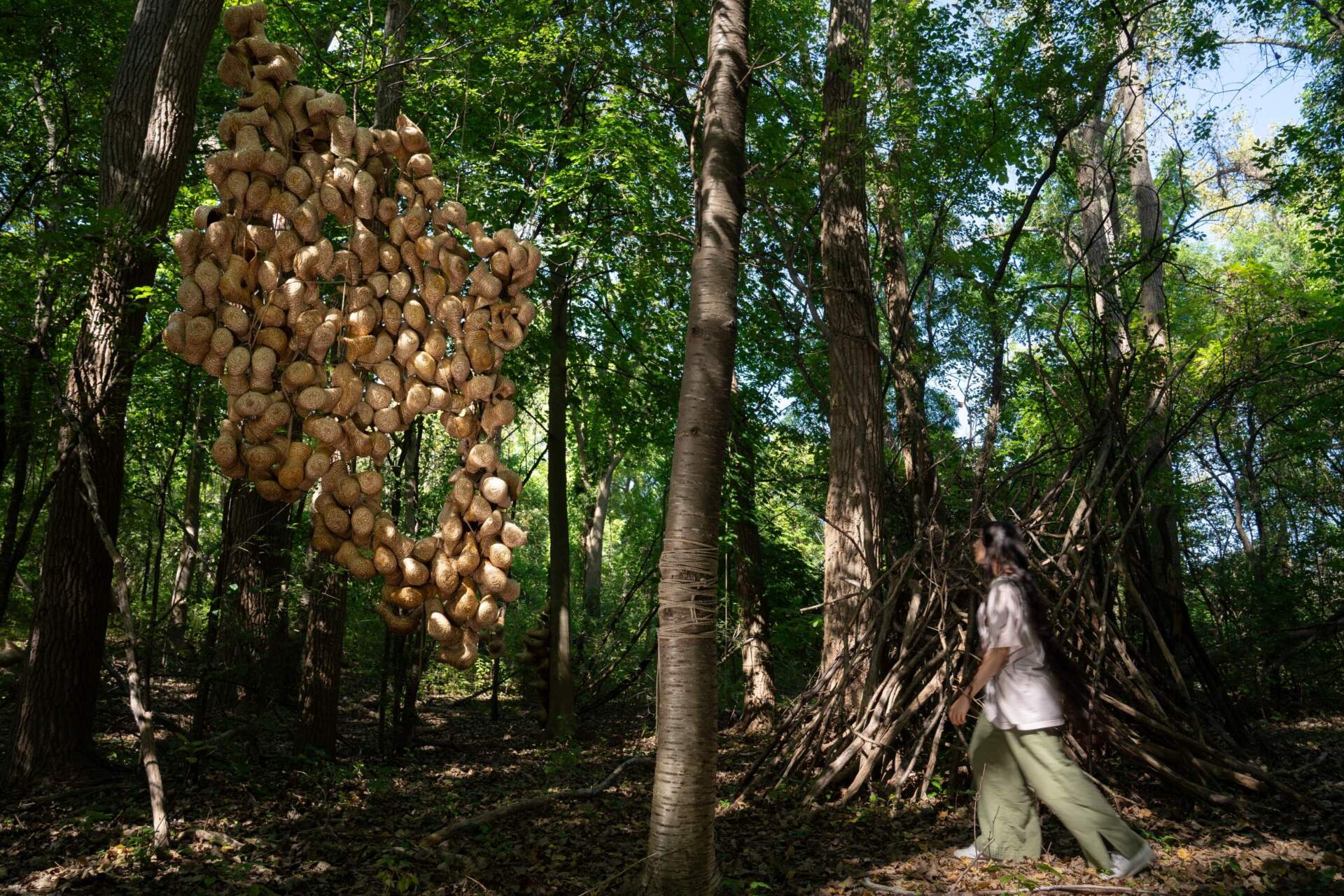 An installation view of artist Laura Lima's "Indistinct Form (Forma Indistinta)" for the Boston Public Art Triennial at Mass Audubon’s Boston Nature Center in Mattapan. (Courtesy Luna Posadas Nava)