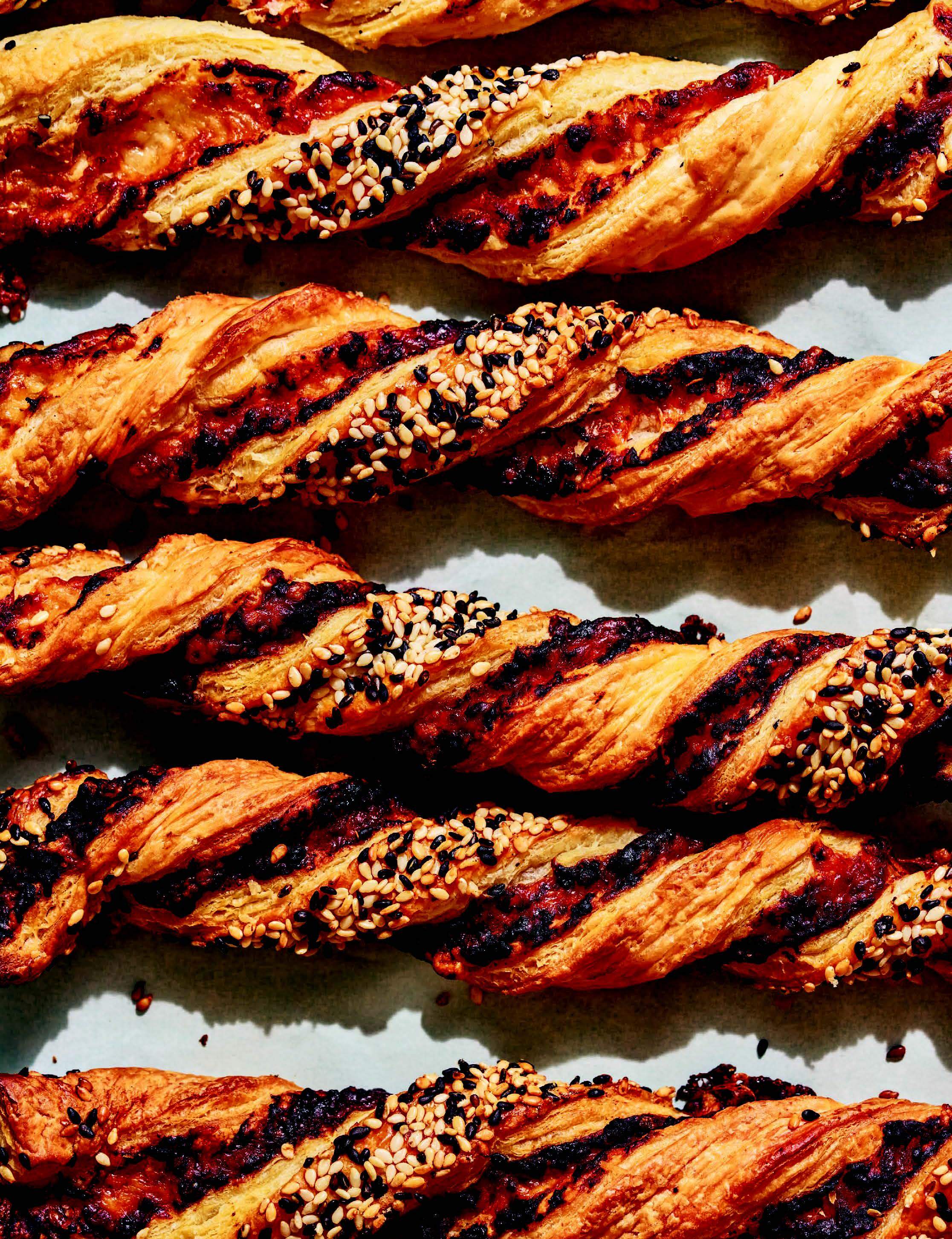 Miso and sesame cheese twists from "Celebrate." (Courtesy of Bloomsbury)