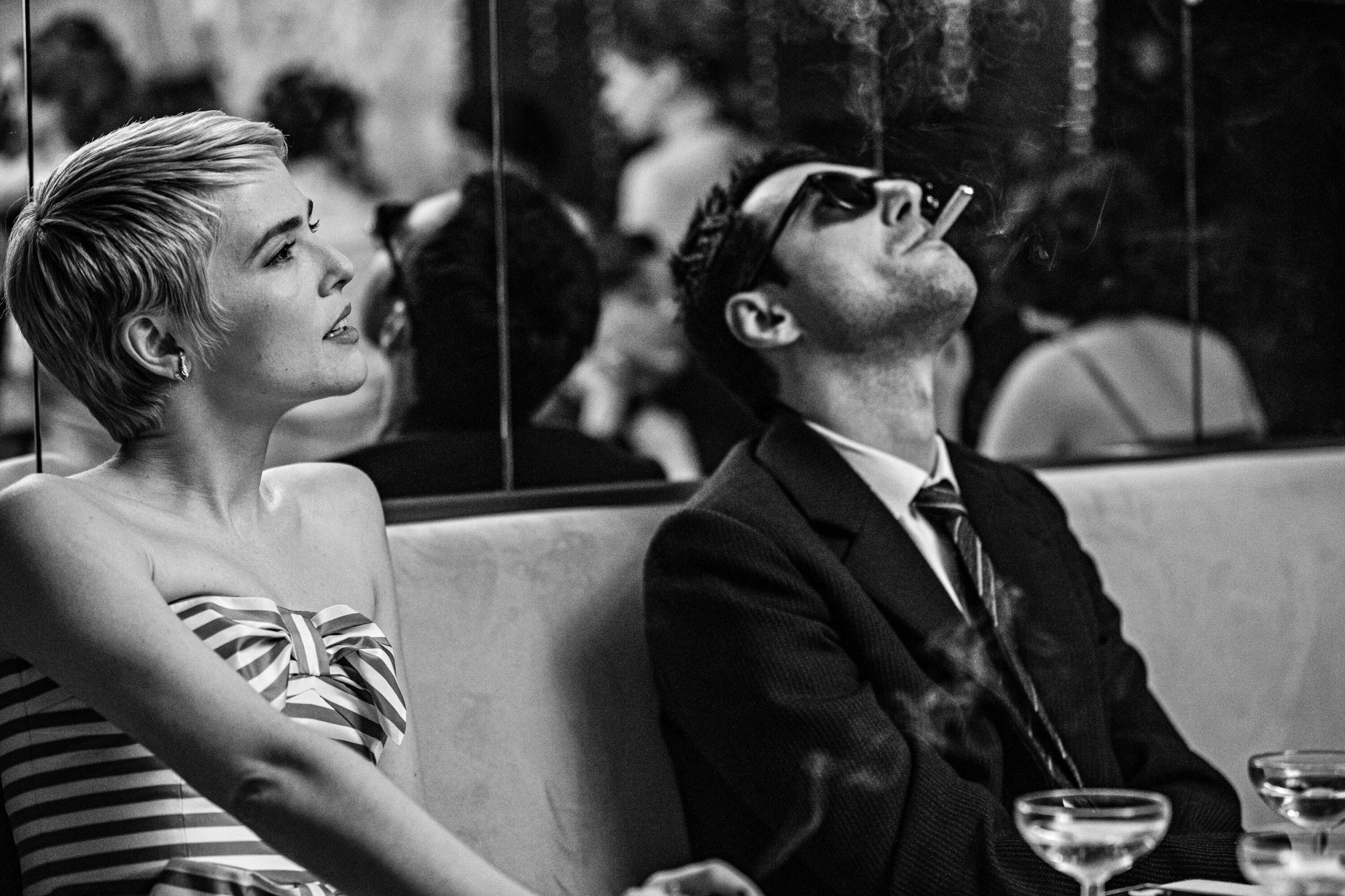 From left: Zoey Deutch as Jean Seberg and Guillaume Marbeck as Jean Luc Godard in "Nouvelle Vague." (Courtesy Jean-Louis Fernandez/Netflix)