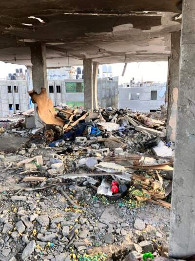 The rubble of Jaser AbuMousa's home in Gaza after it was hit by an Israeli airstrike (Courtesy of Jaser AbuMousa)