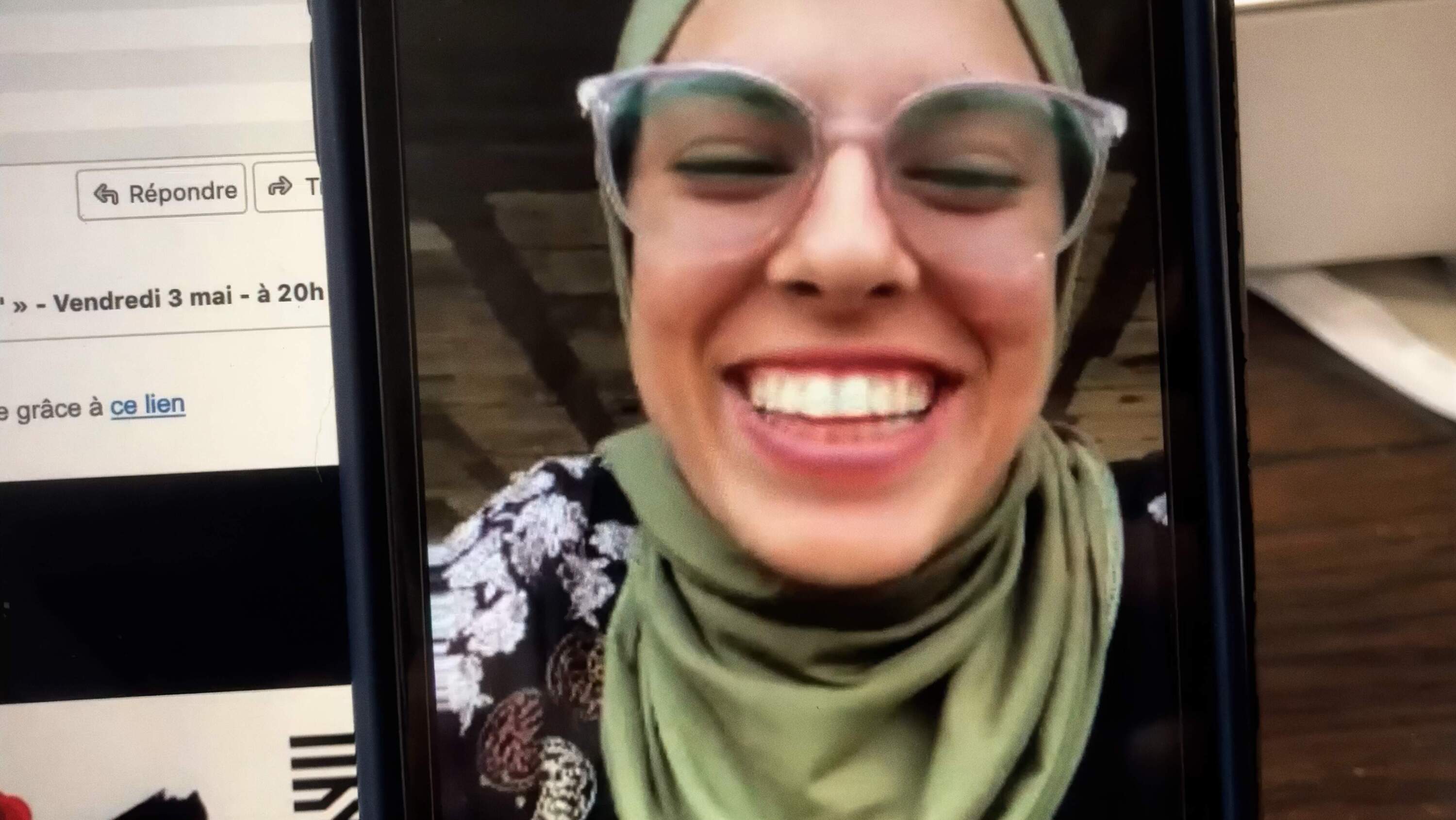 Fatma Hassona pictured in a still from Sepideh Farsi's documentary "Put Your Soul on Your Hand and Walk." (Courtesy Boston Palestine Film Festival)