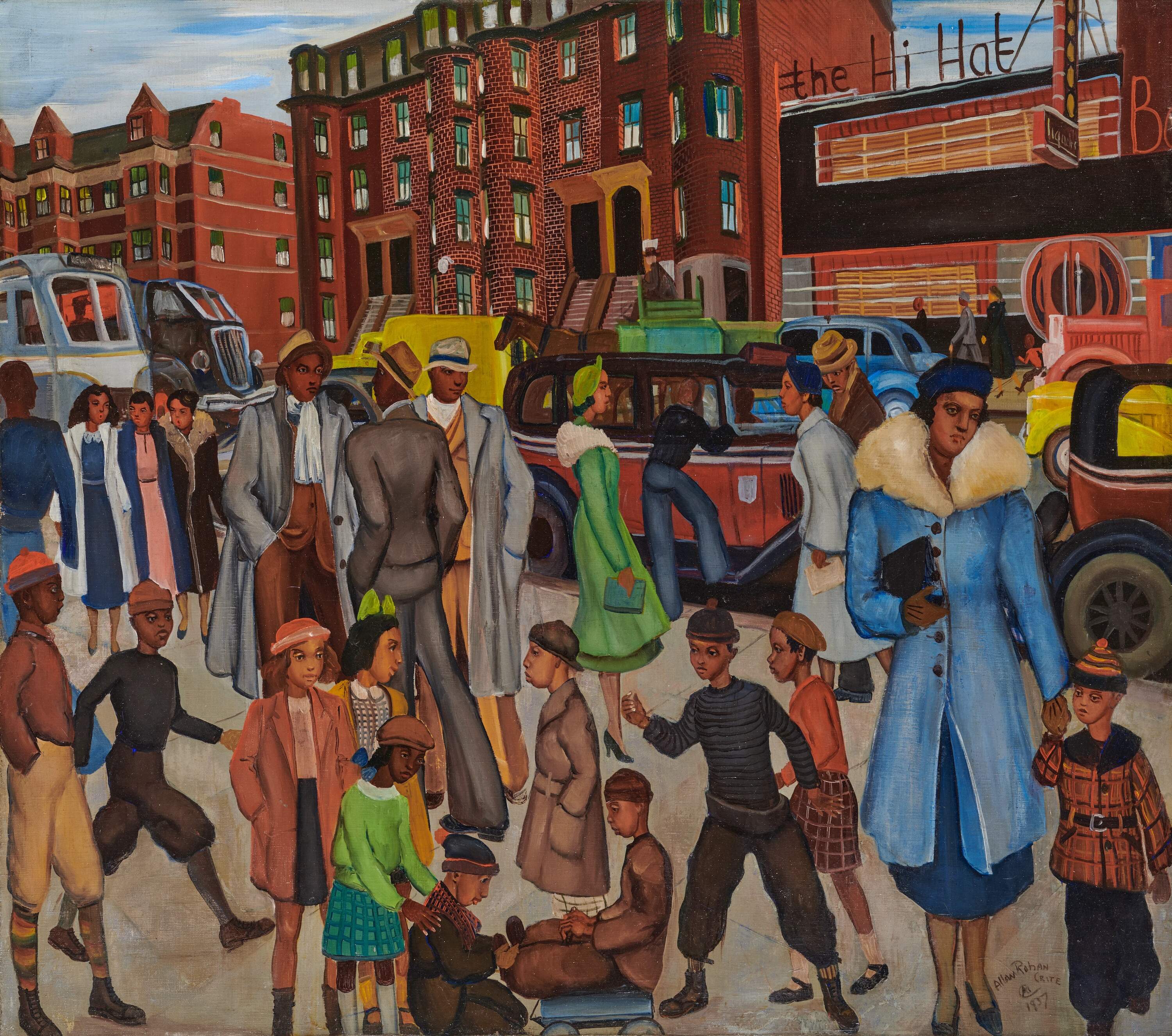 In 1937, Crite captured a vibrant streetscape with his painting "Columbus Ave." (Courtesy Museum of African American History Boston/Nantucket and the Allan Rohan Crite Research Institute and Library)