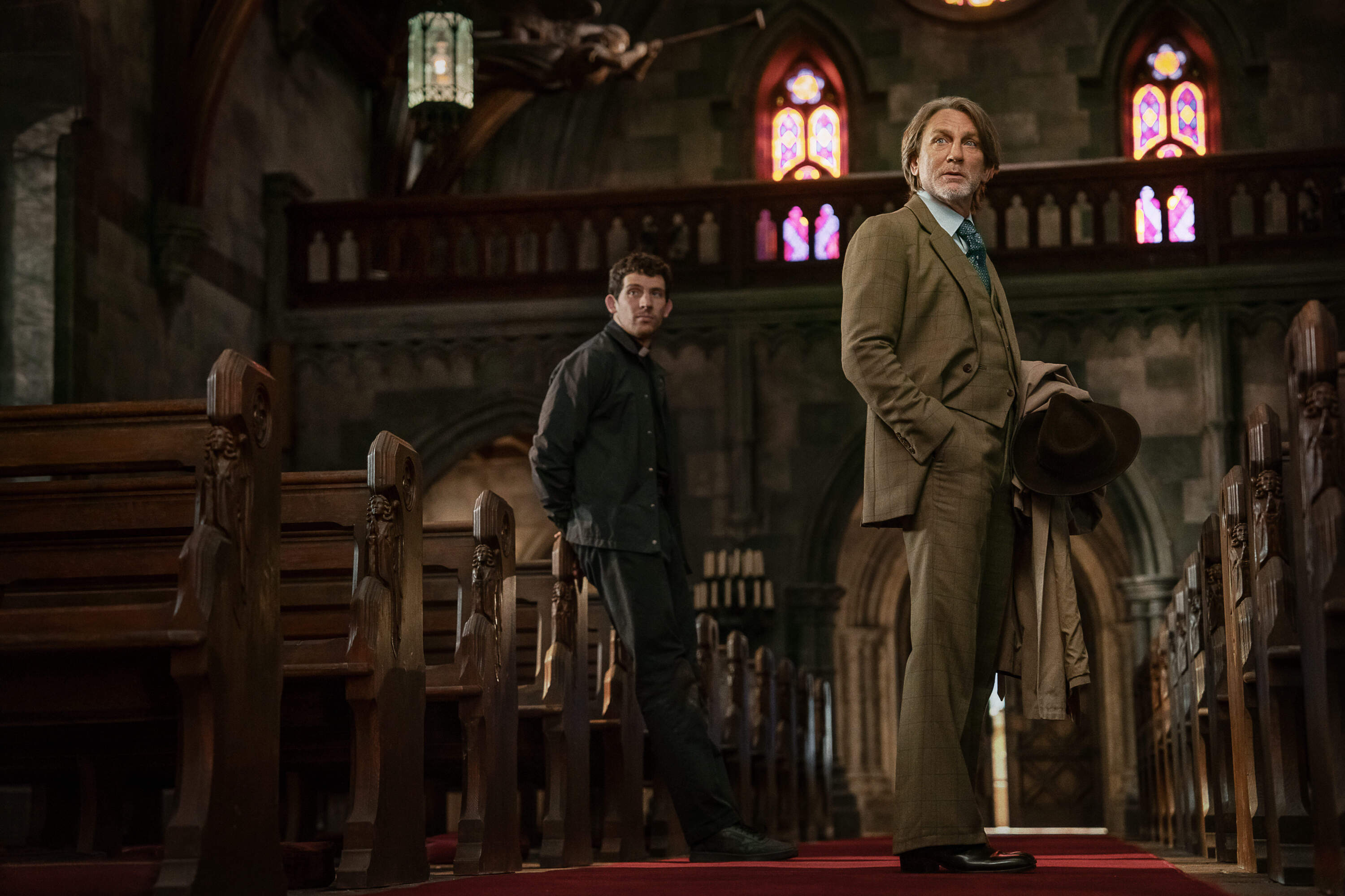 Josh O’Connor and Daniel Craig in "Wake Up Dead Man: A Knives Out Mystery." (Courtesy John Wilson/Netflix)