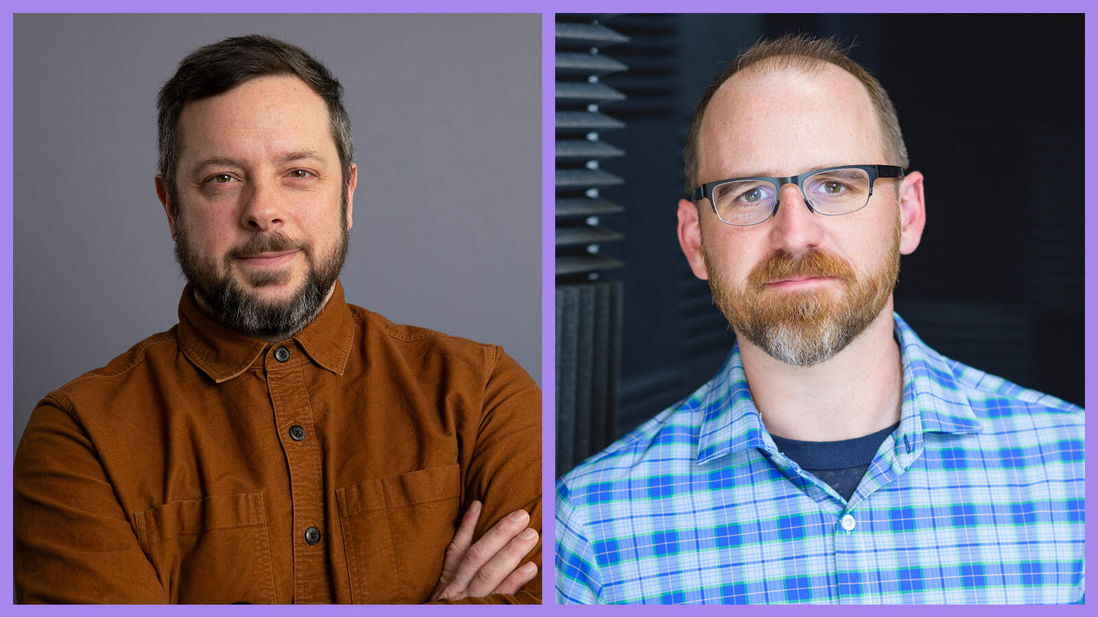 Ben Brock Johnson of Endless Thread (left) and Roman Mars of 99% Invisible (right).
