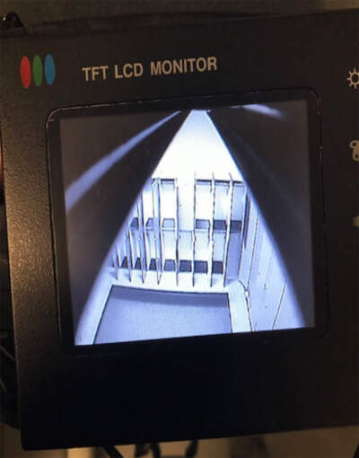 A photo of the monitor connected to the hidden camera. This image was included in internal documents compiled by John Hancock investigators. (Courtesy plaintiffs)