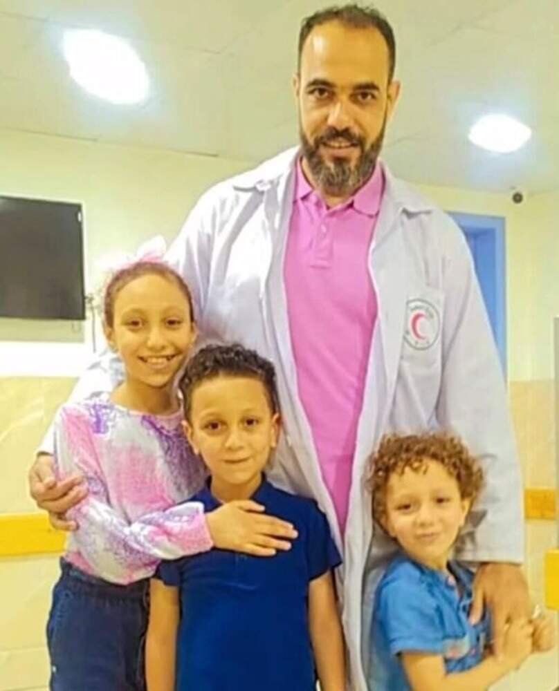 Radiologist Mohammed Abu Moussa, pictured with his children (L-R) Jory (13), Hmaid (10) and Yusuf (7). Yusuf was killed in an Israeli airstrike. (Courtesy of Mohammed Abu Moussa)
