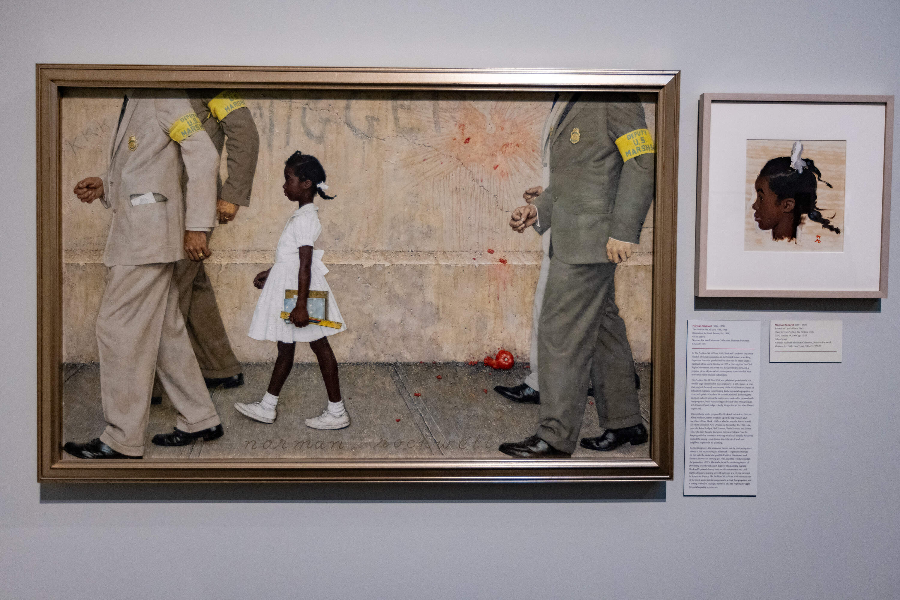 Norman Rockwell (1894-1978), "The Problem We All Live With," 1963. Story illustration for Look, January 14, 1964. Norman Rockwell Museum Collection. Used with permission. (Photo by Jesse Costa/WBUR)