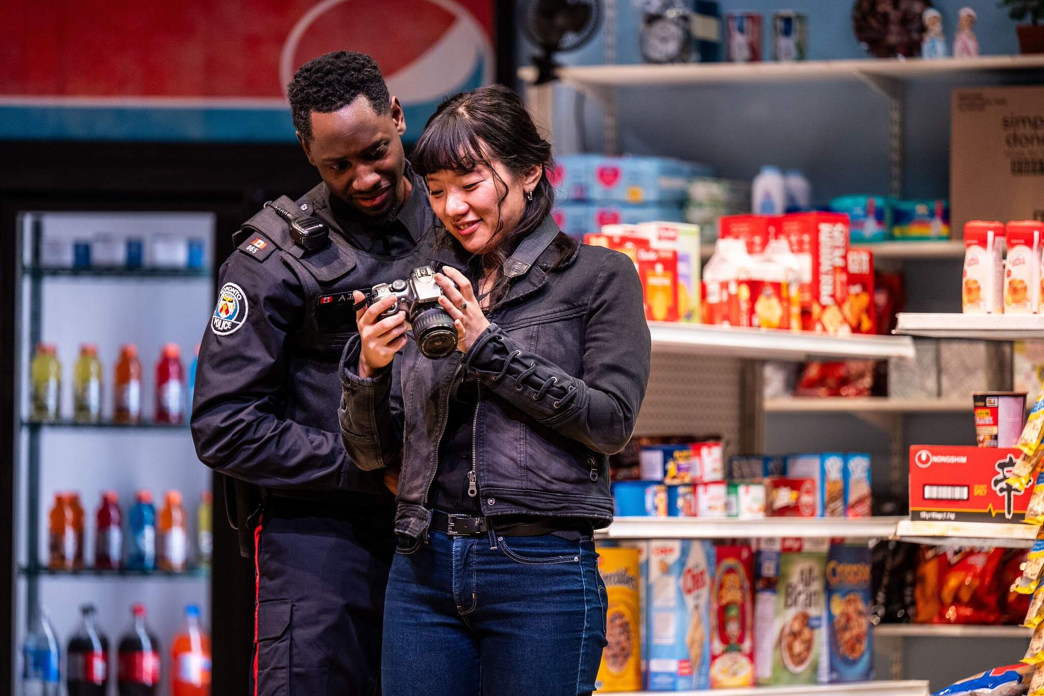 From left, Brandon McKnight and Kelly Seo in "Kim’s Convenience." (Courtesy Dahlia Katz)