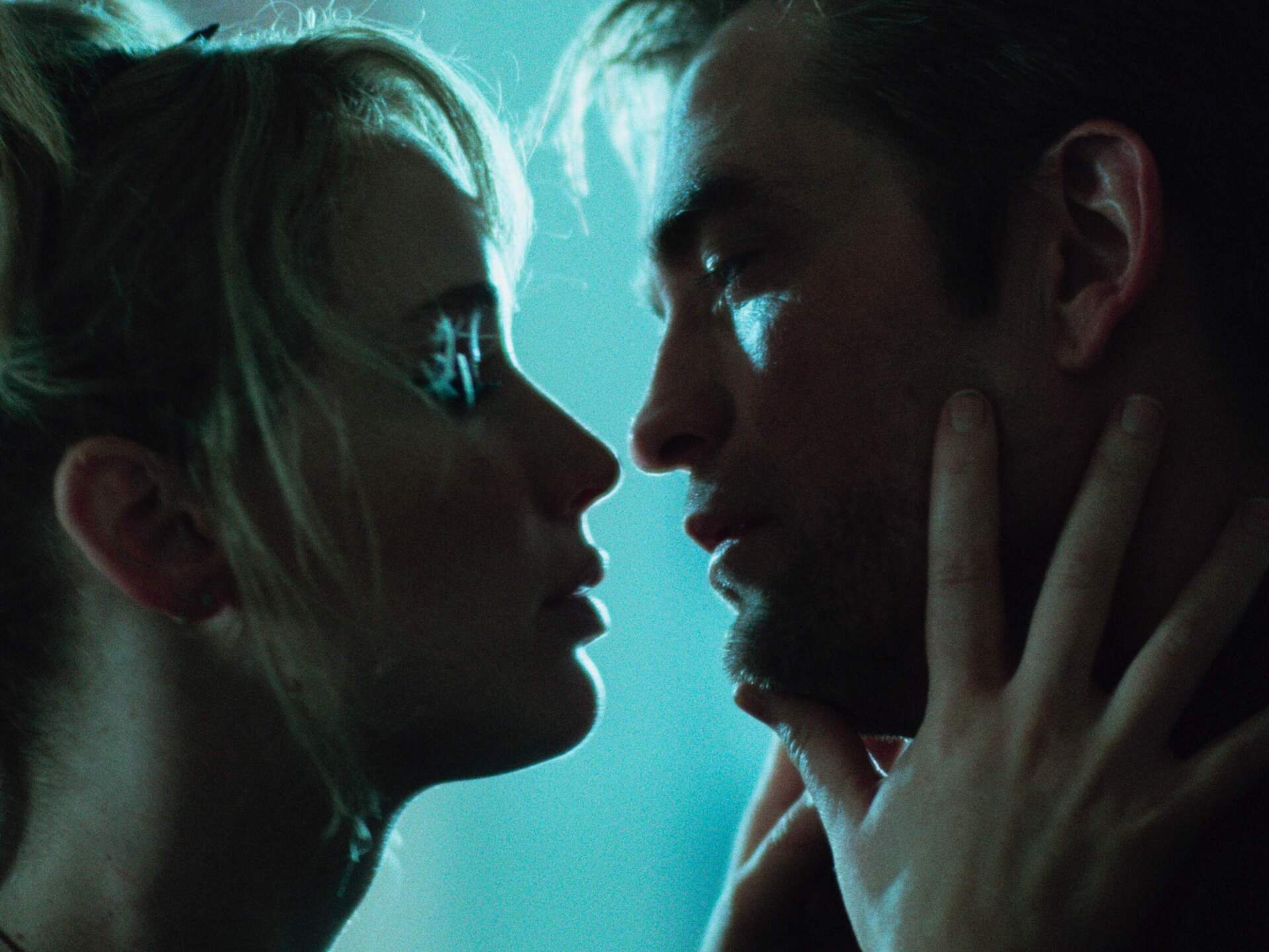From left: Jennifer Lawrence and Robert Pattinson in "Die My Love." (Courtesy Seamus McGarvey/MUBI)