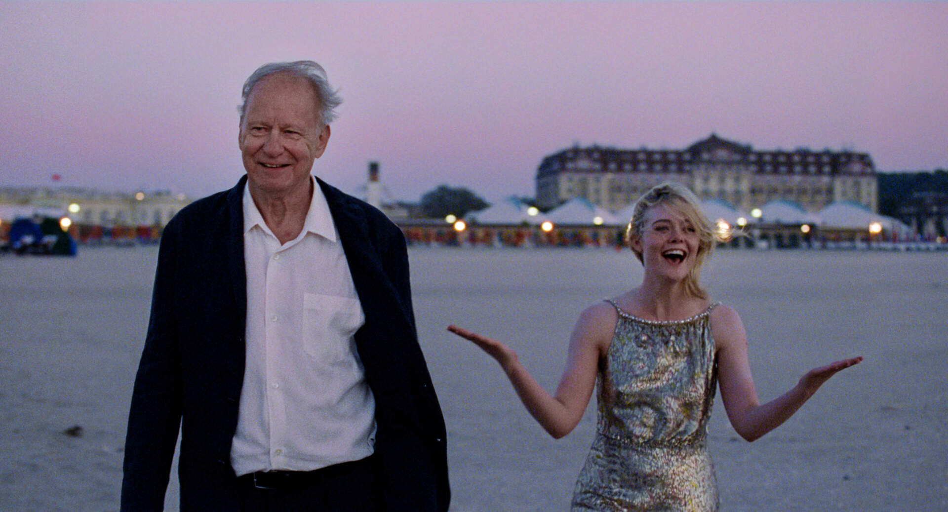 Stellan Skarsgård and Elle Fanning in director Joachim Trier's "Sentimental Value." (Courtesy Kasper Tuxen Andersen/NEON)