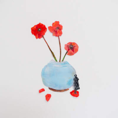 Metaferia's mixed media collage "There Is Still Life 1" (2025) is on view at the gallery. (Courtesy the artist and Praise Shadows Art Gallery)