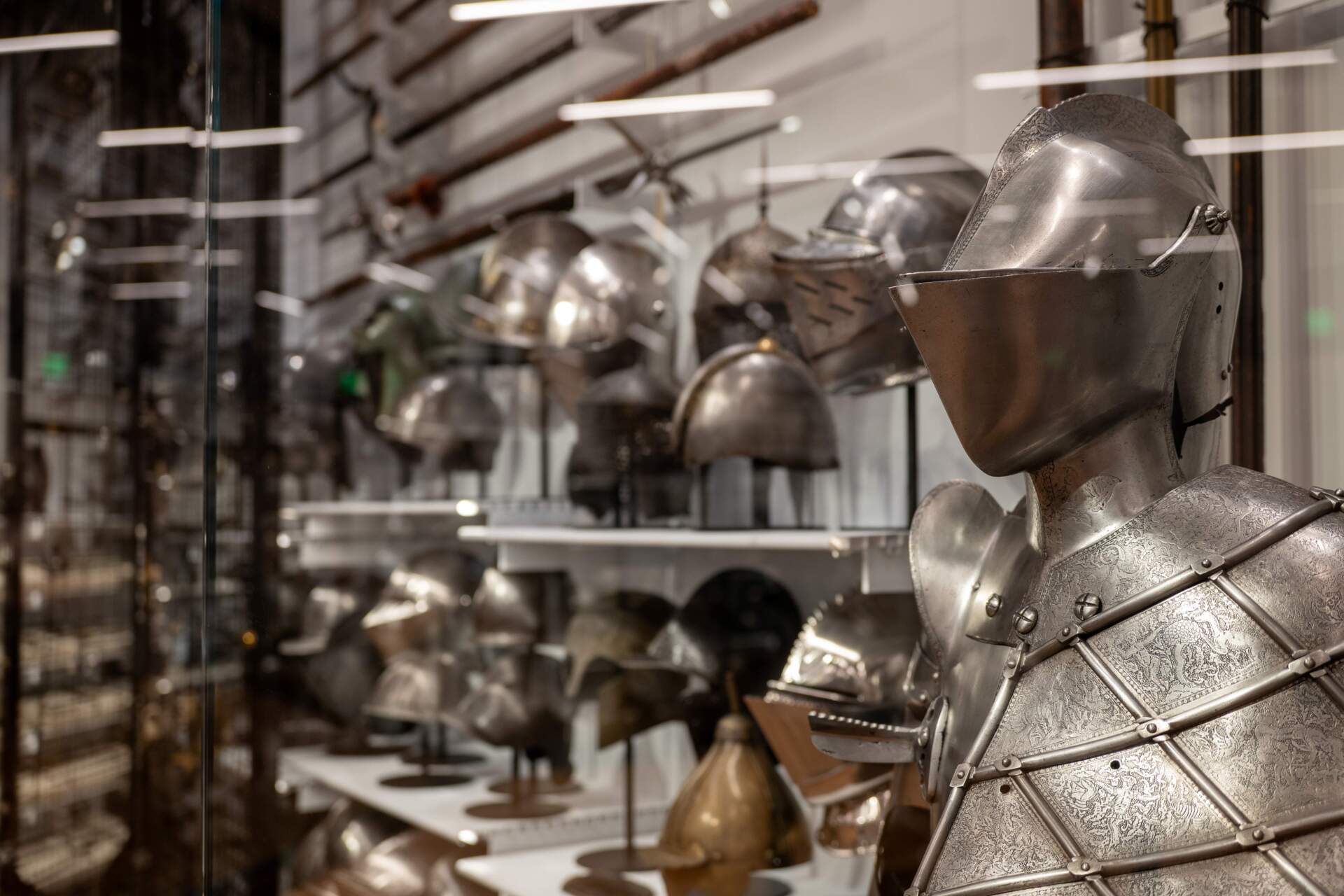 A view of items on display in Worcester Art Museum's "Arms and Armor" galleries. (Courtesy Zachary Critchley/Worcester Art Museum)