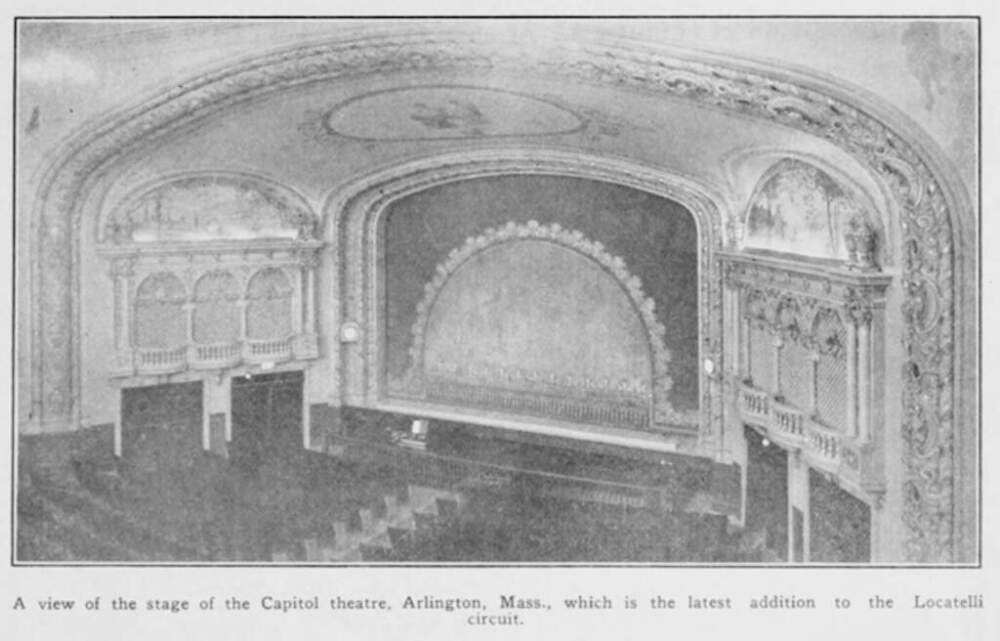 A newspaper clipping shows the proscenium inside the Capitol Theatre. (Courtesy CSB Theatres)
