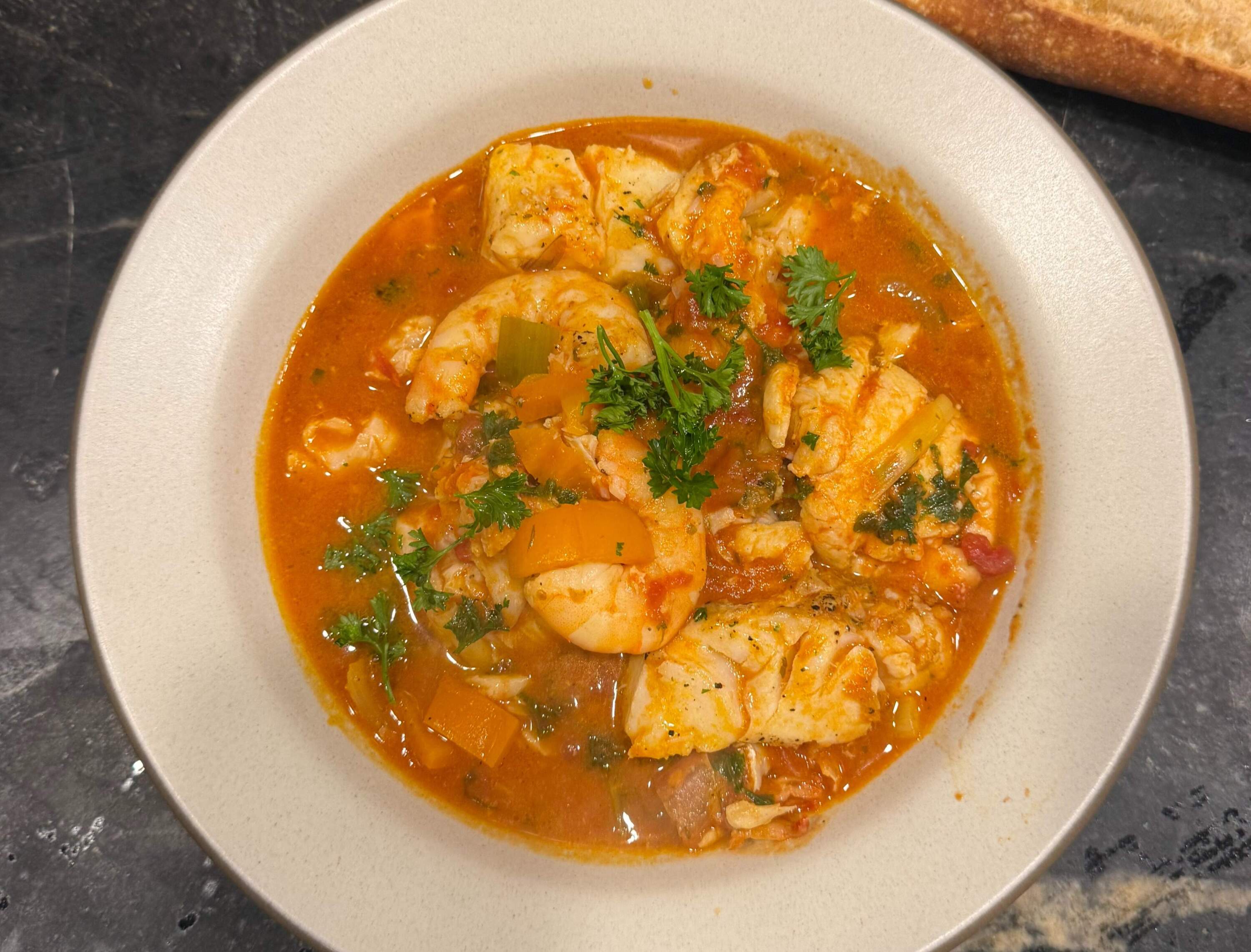 Fish stew. (Kathy Gunst/Here & Now)