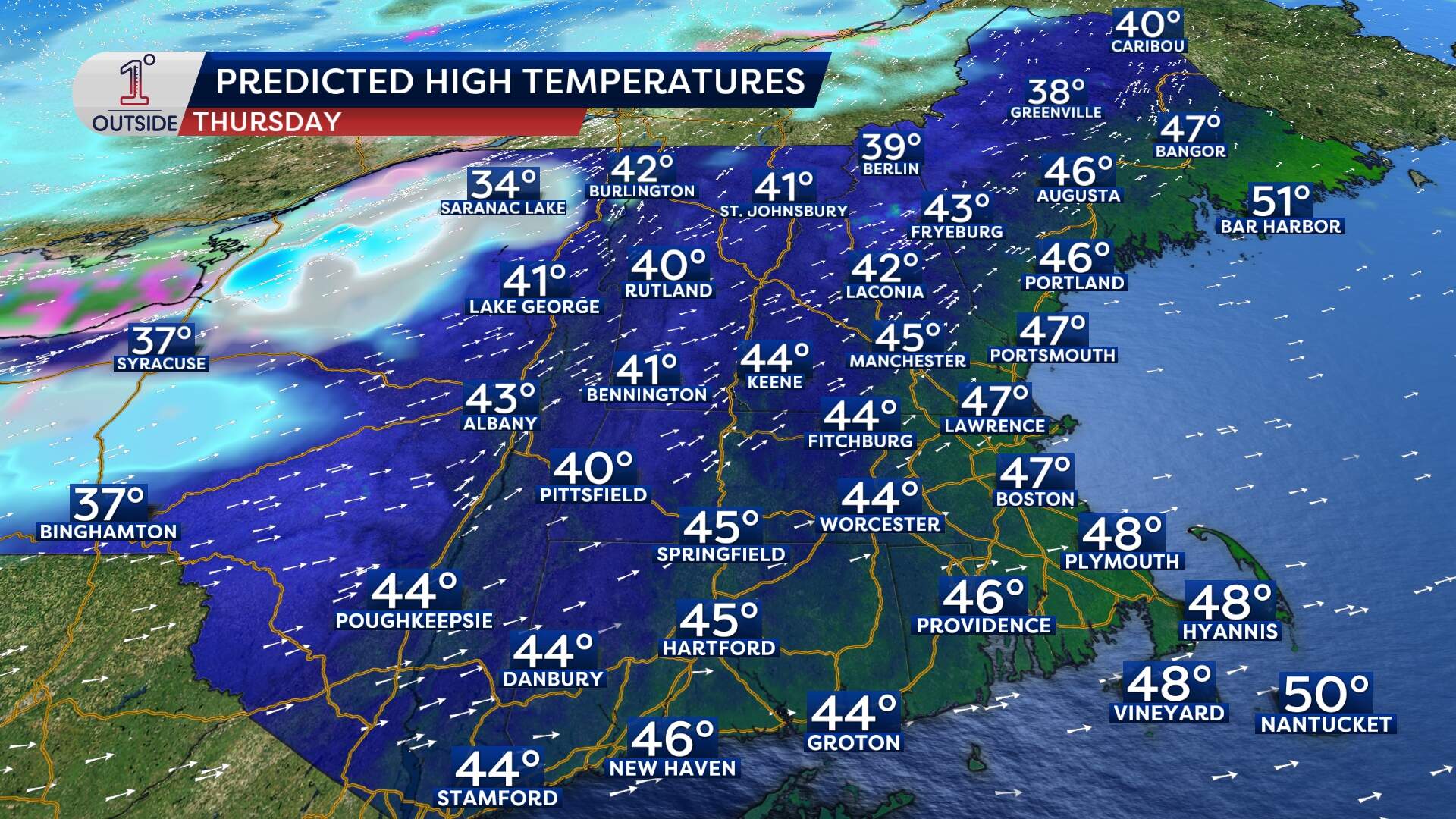 Highs predicted for Thanksgiving. (Danielle Noyes/1DegreeOutside)