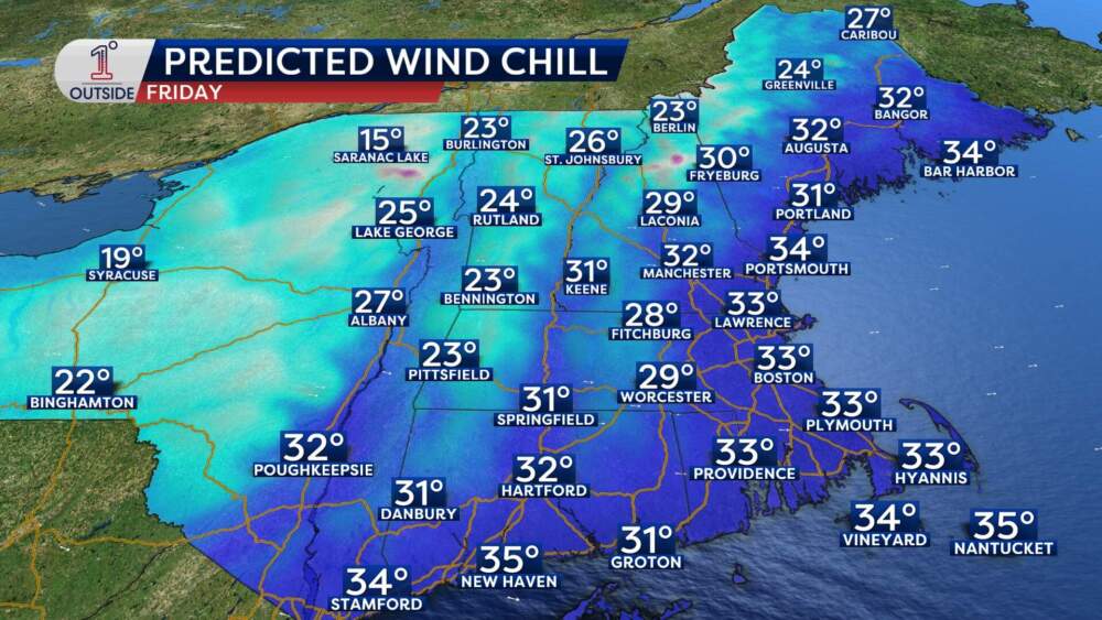 Predicted wind gusts for Friday, Nov. 28. (Danielle Noyes/1DegreeOutside)