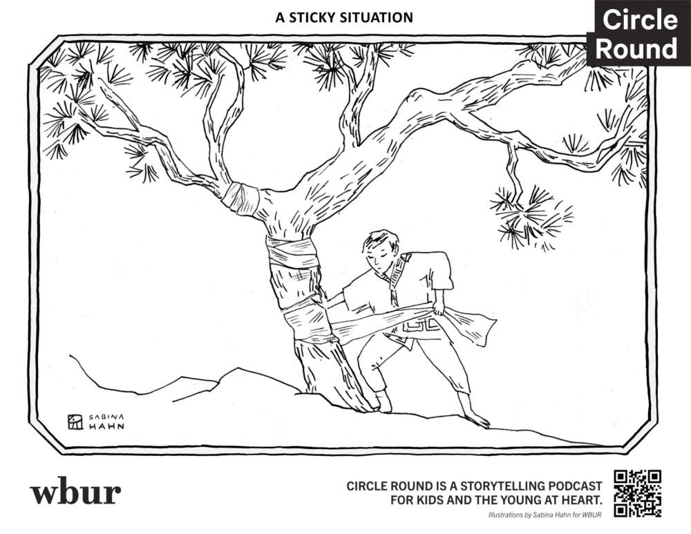 A boy and a tree. (Sabina Hahn for WBUR)